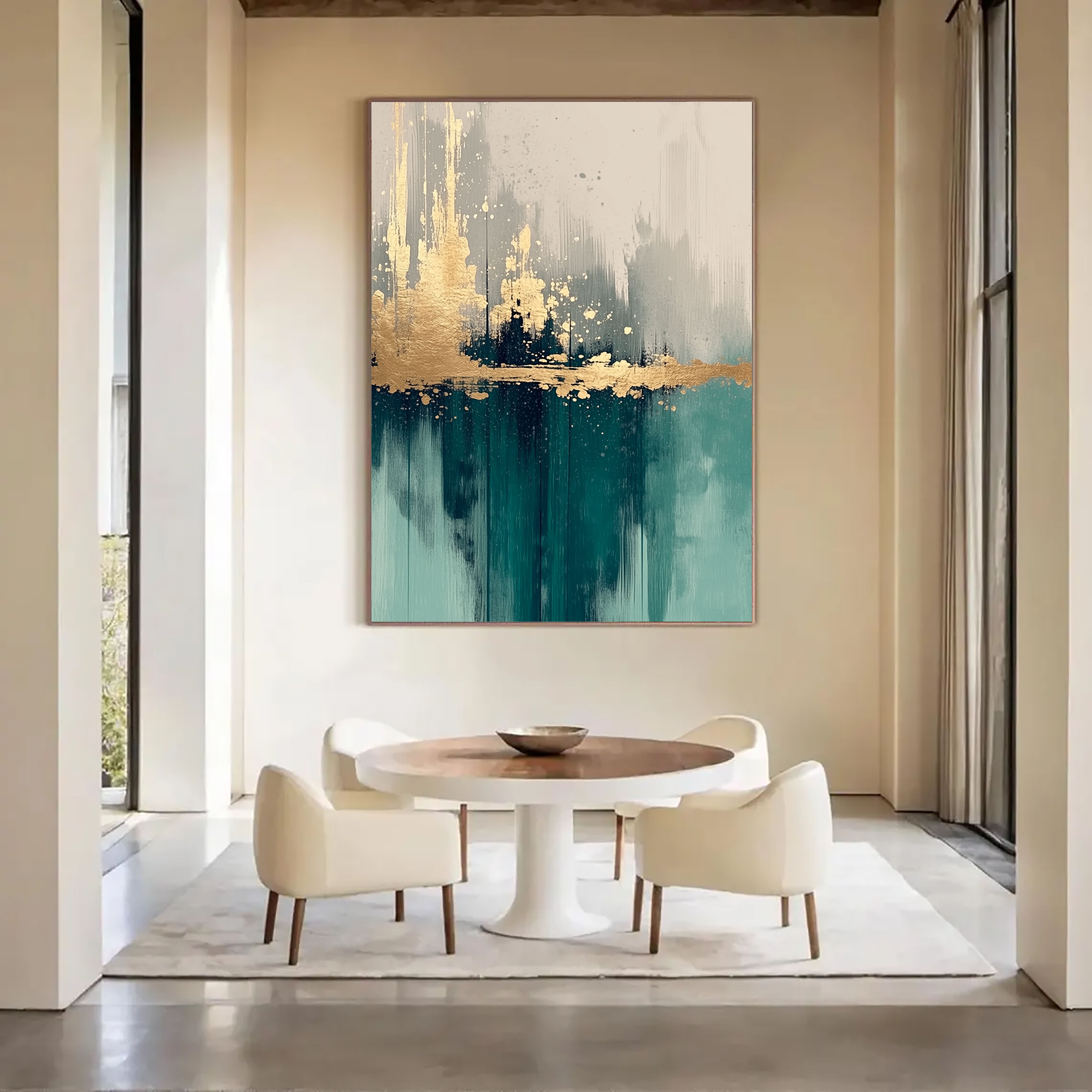 Golden Horizon Glow | Teal Depth