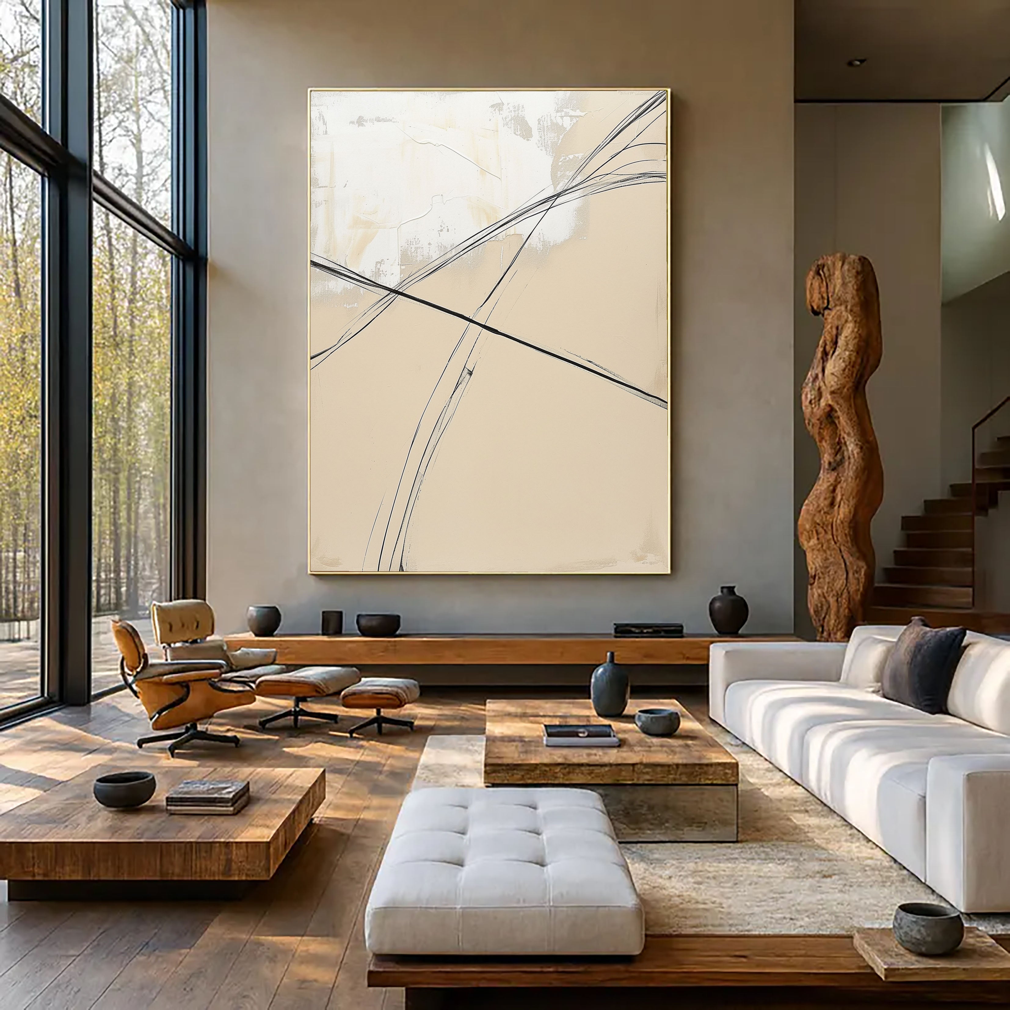 Textured Lineal Elegance | Beige Black