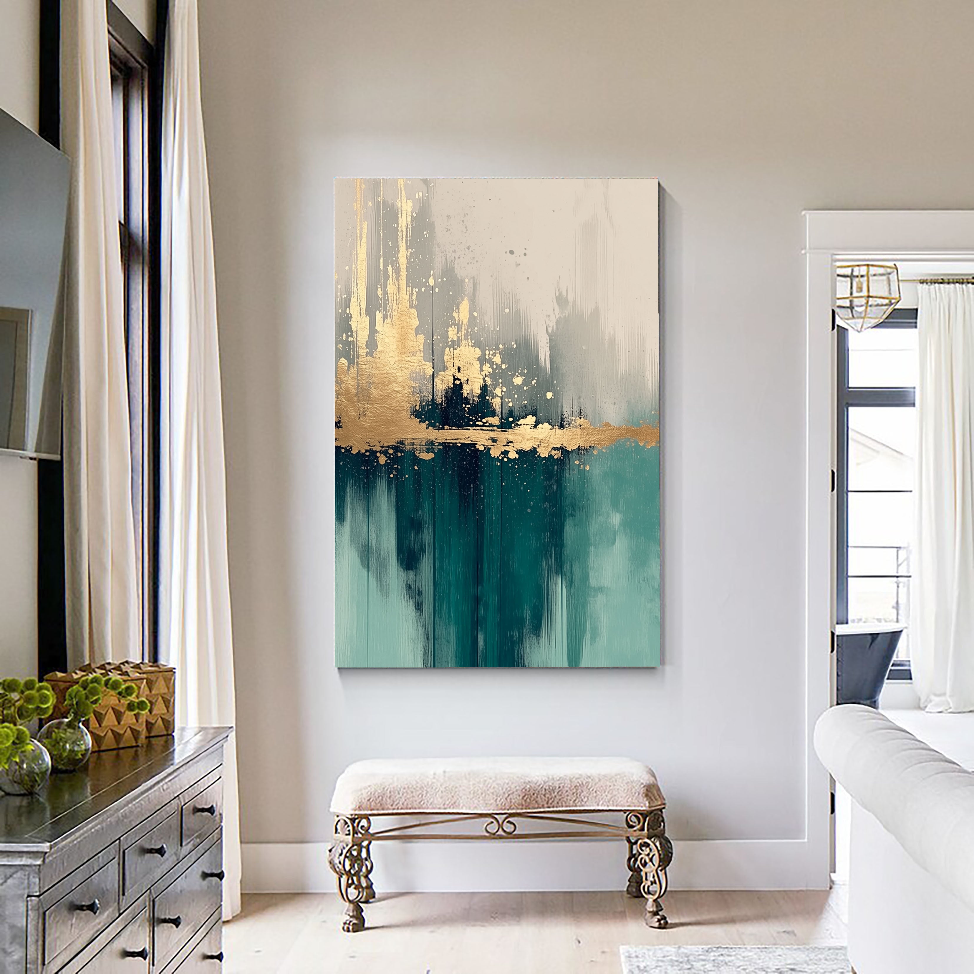 Golden Horizon Glow | Teal Depth