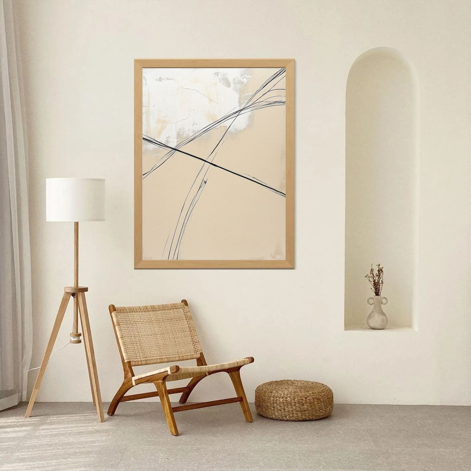 Textured Lineal Elegance | Beige Black