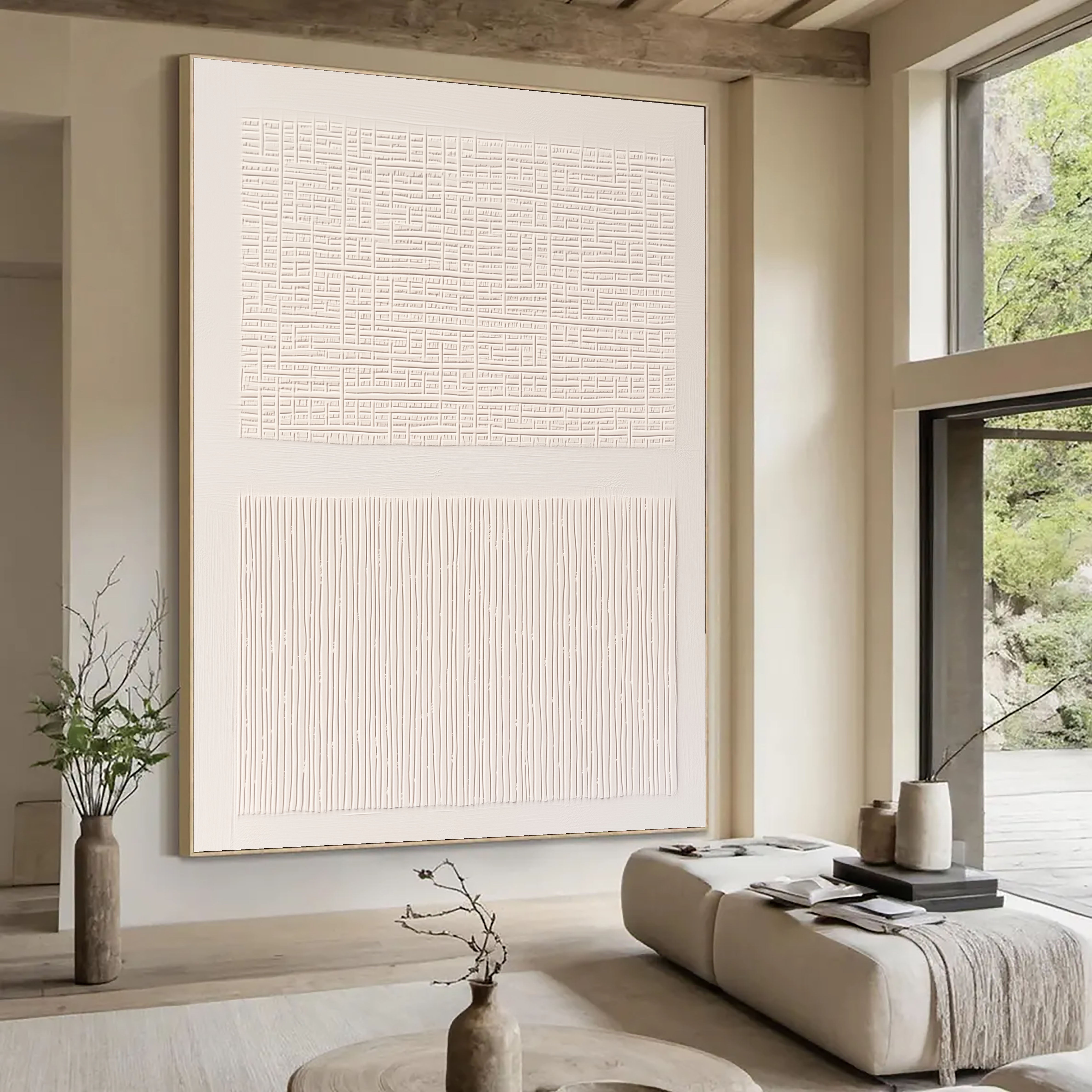 Textured Minimalist Dual | Ivory Panels