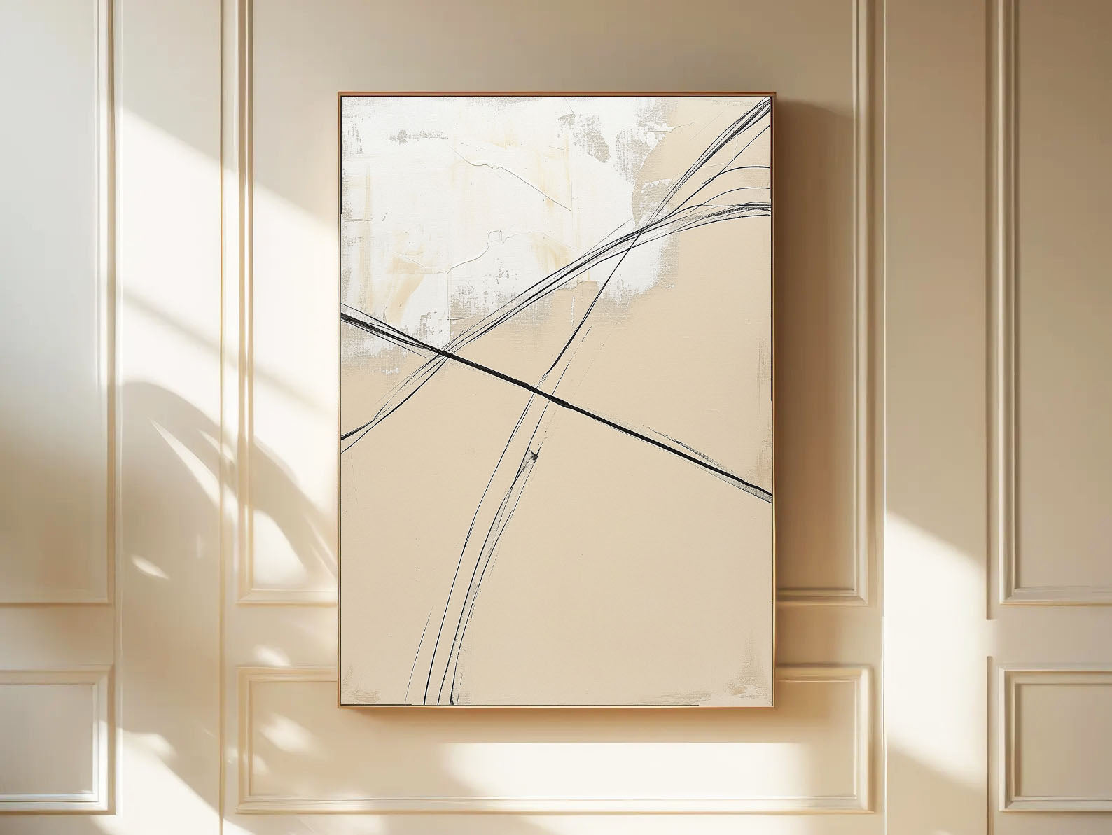 Textured Lineal Elegance | Beige Black