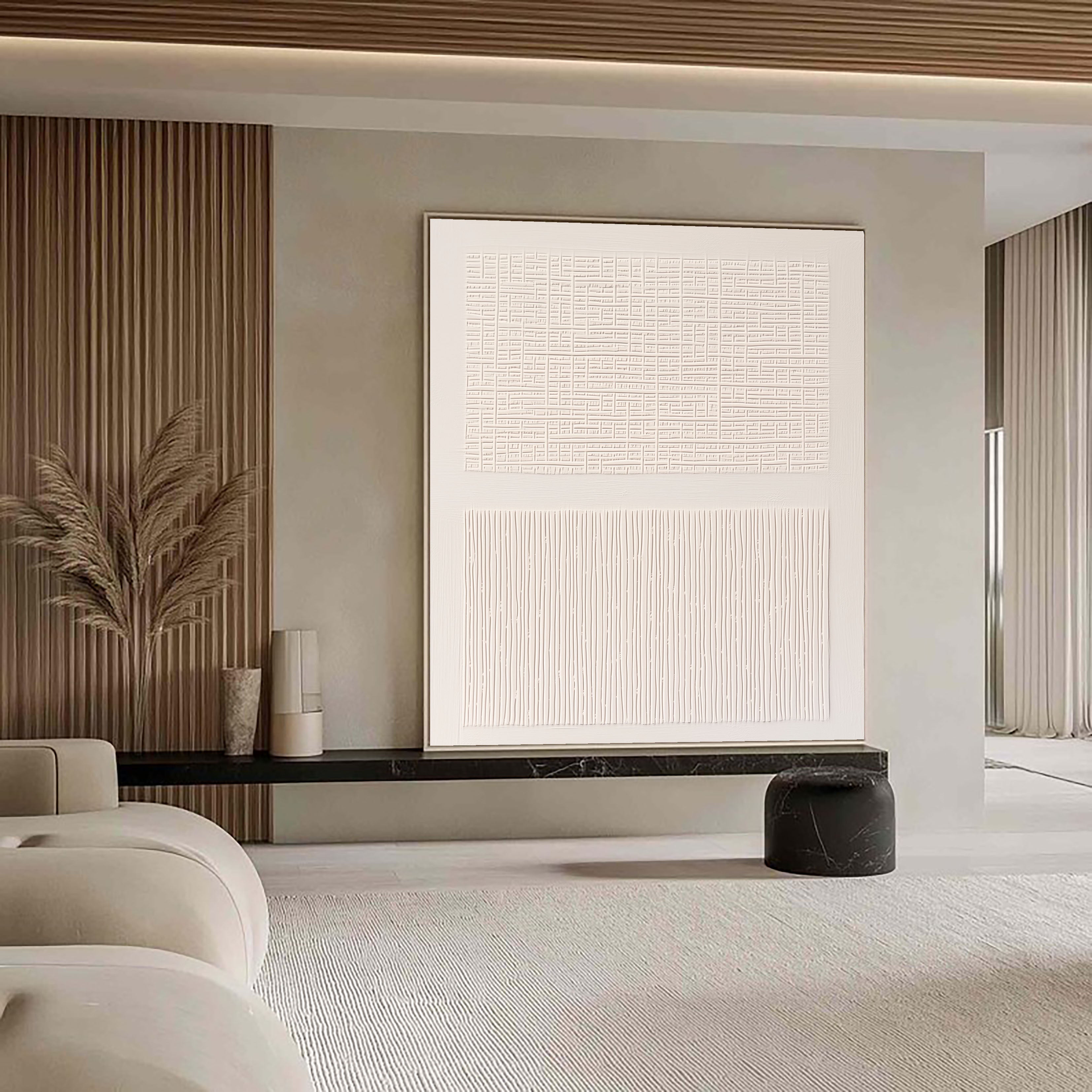 Textured Minimalist Dual | Ivory Panels