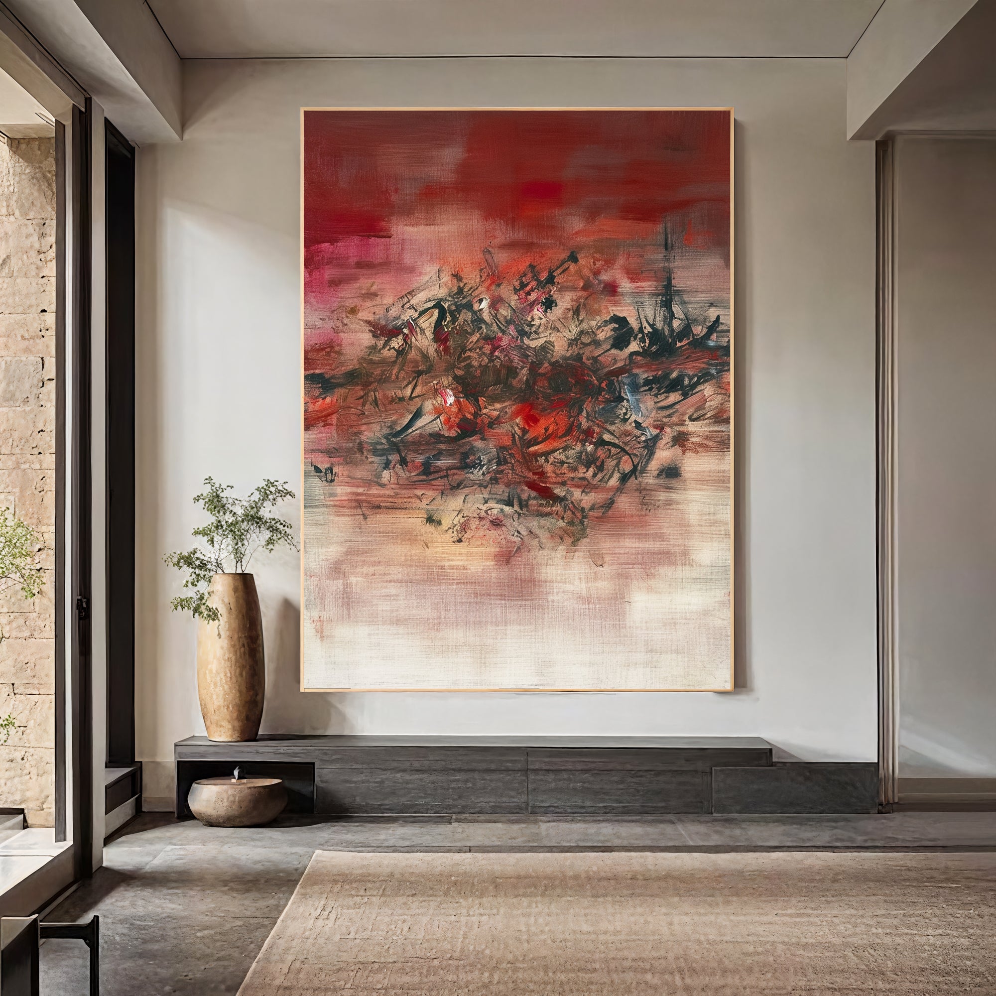 Textured Red Dynamism | Red Pink