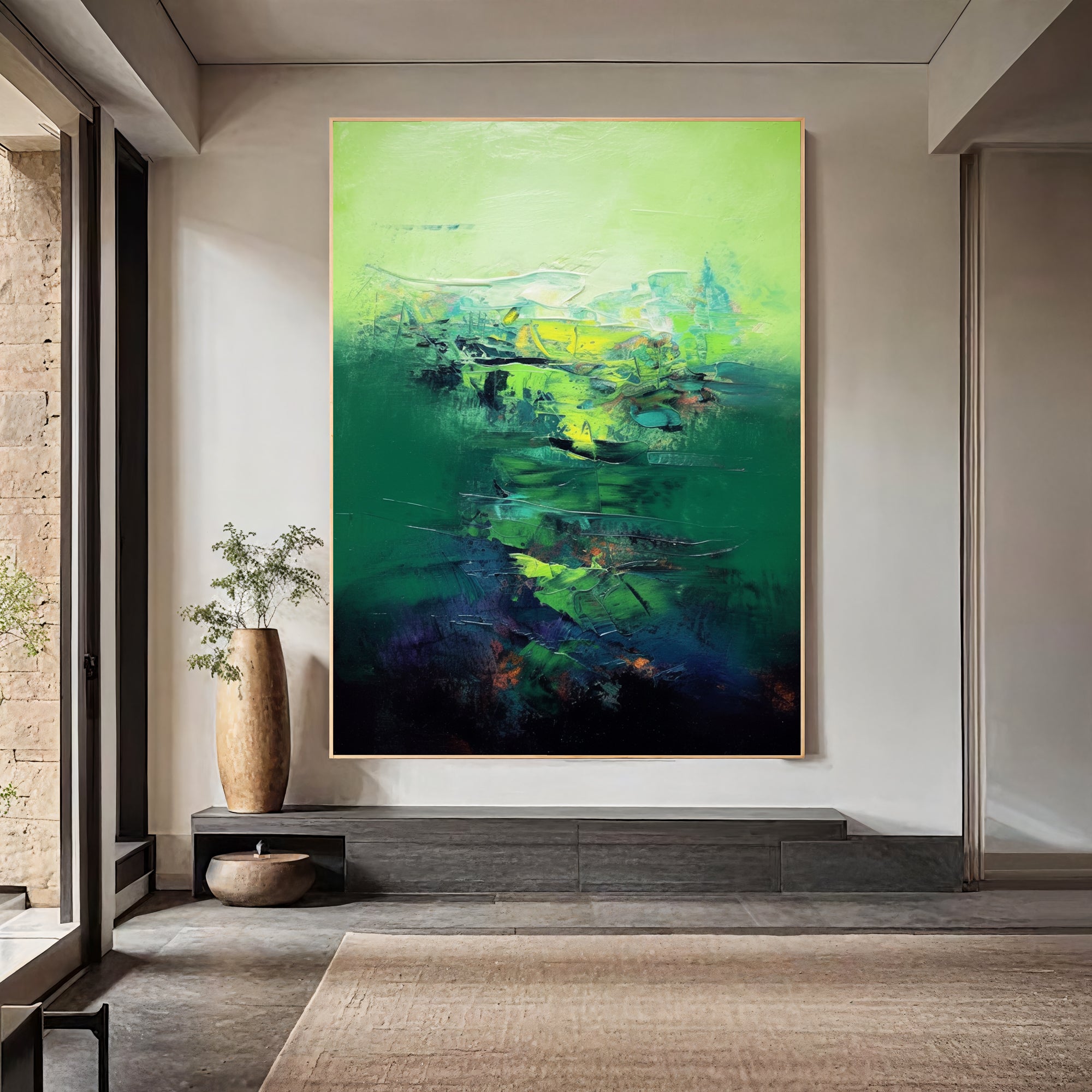 Textured Emerald Opulence | Green Yellow