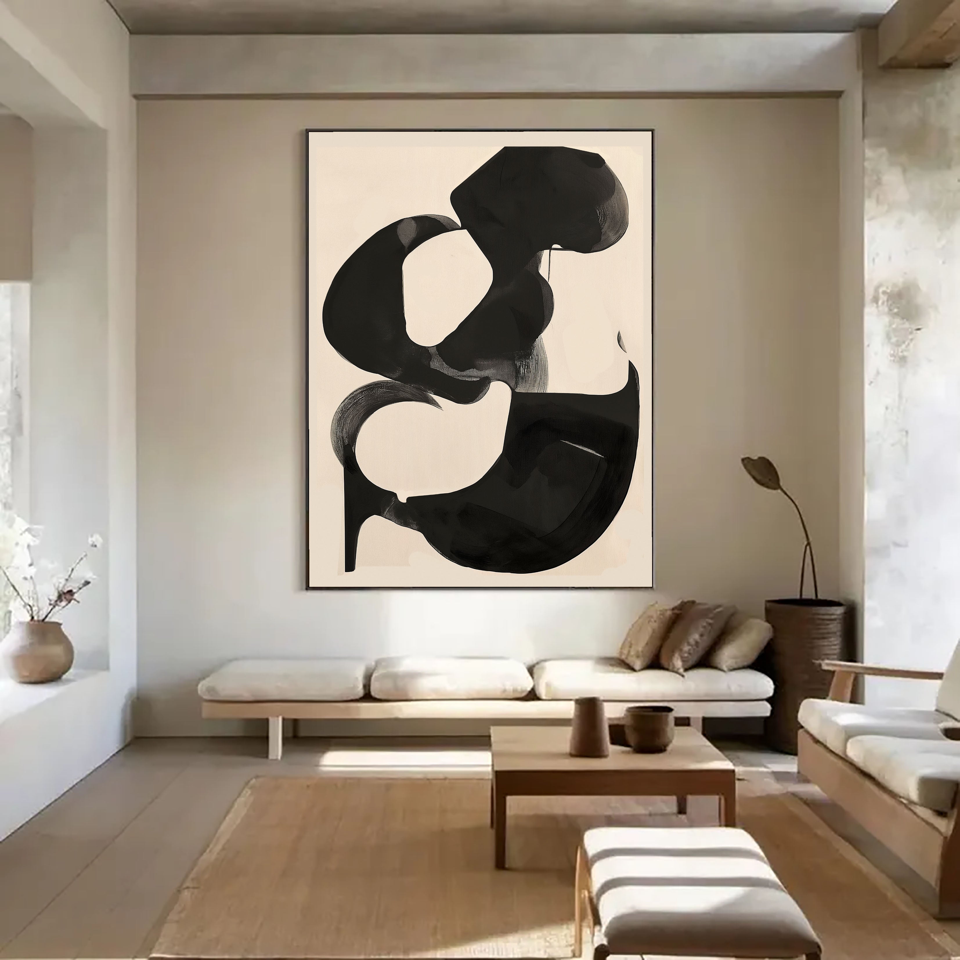 Textured Monochrome Artistry | Black Beige