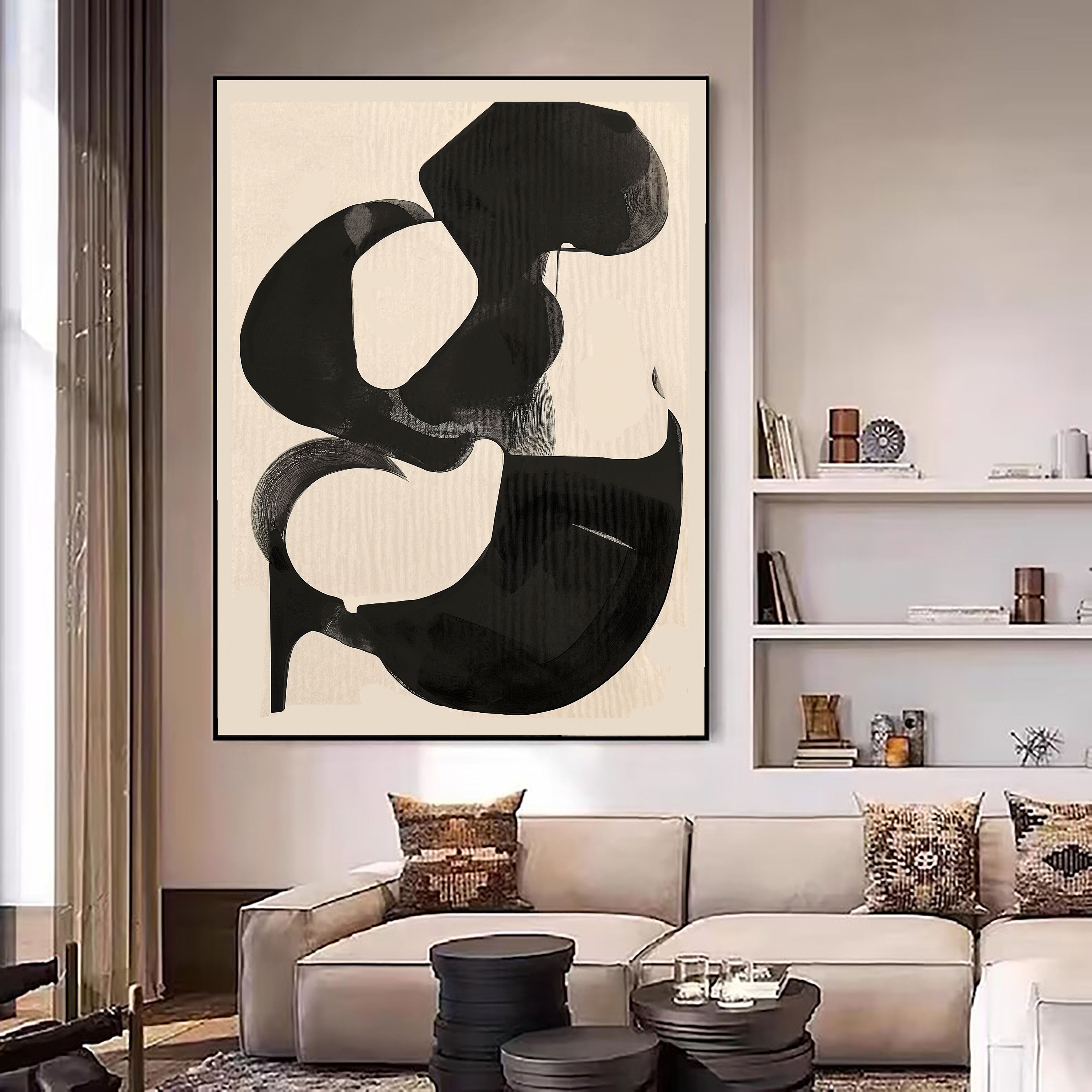 Textured Monochrome Artistry | Black Beige