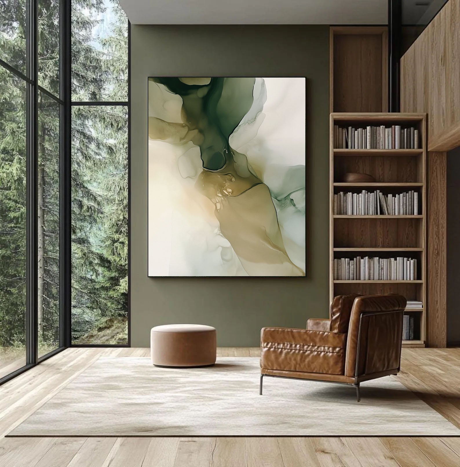 Textured Fluid Elegance | Green Beige