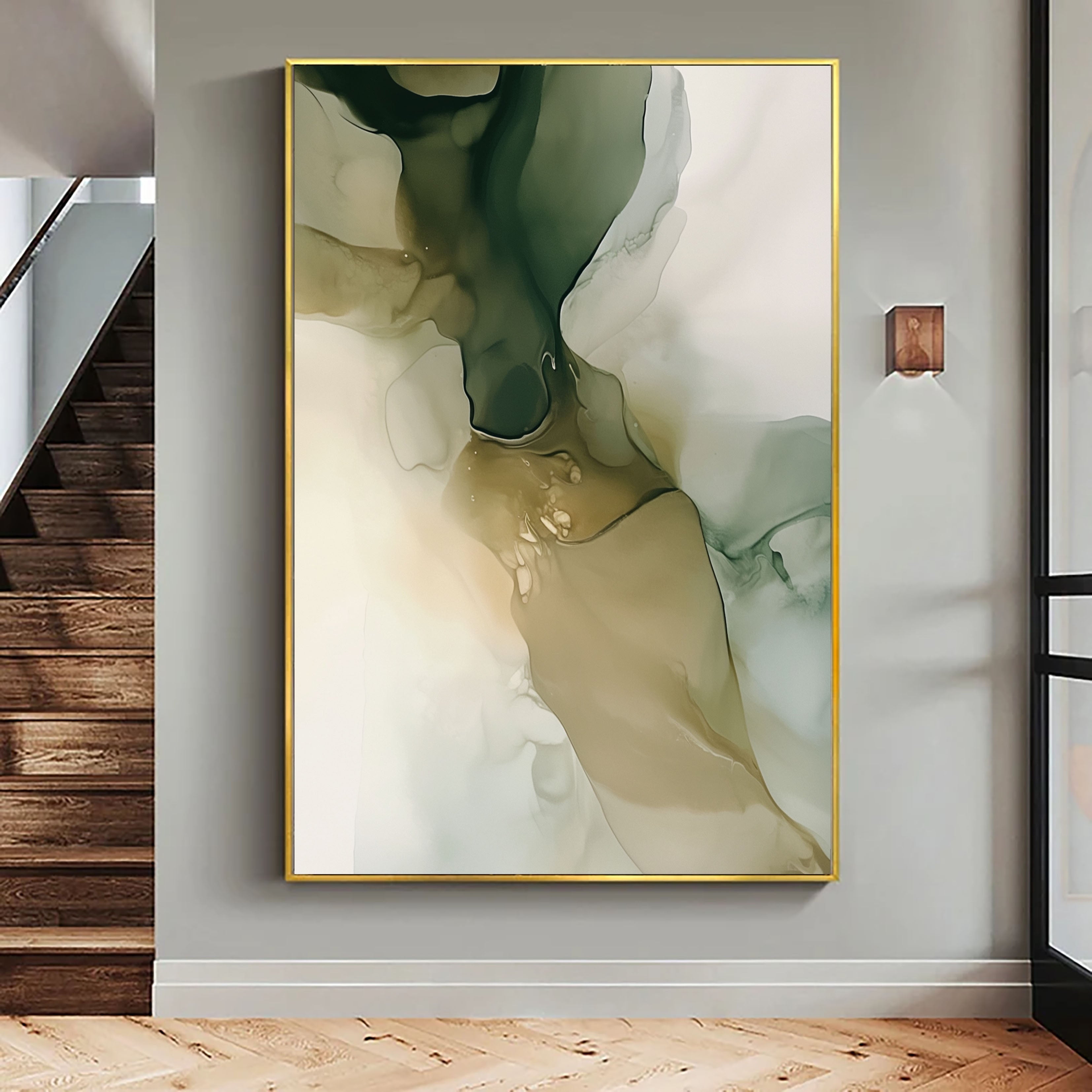 Textured Fluid Elegance | Green Beige