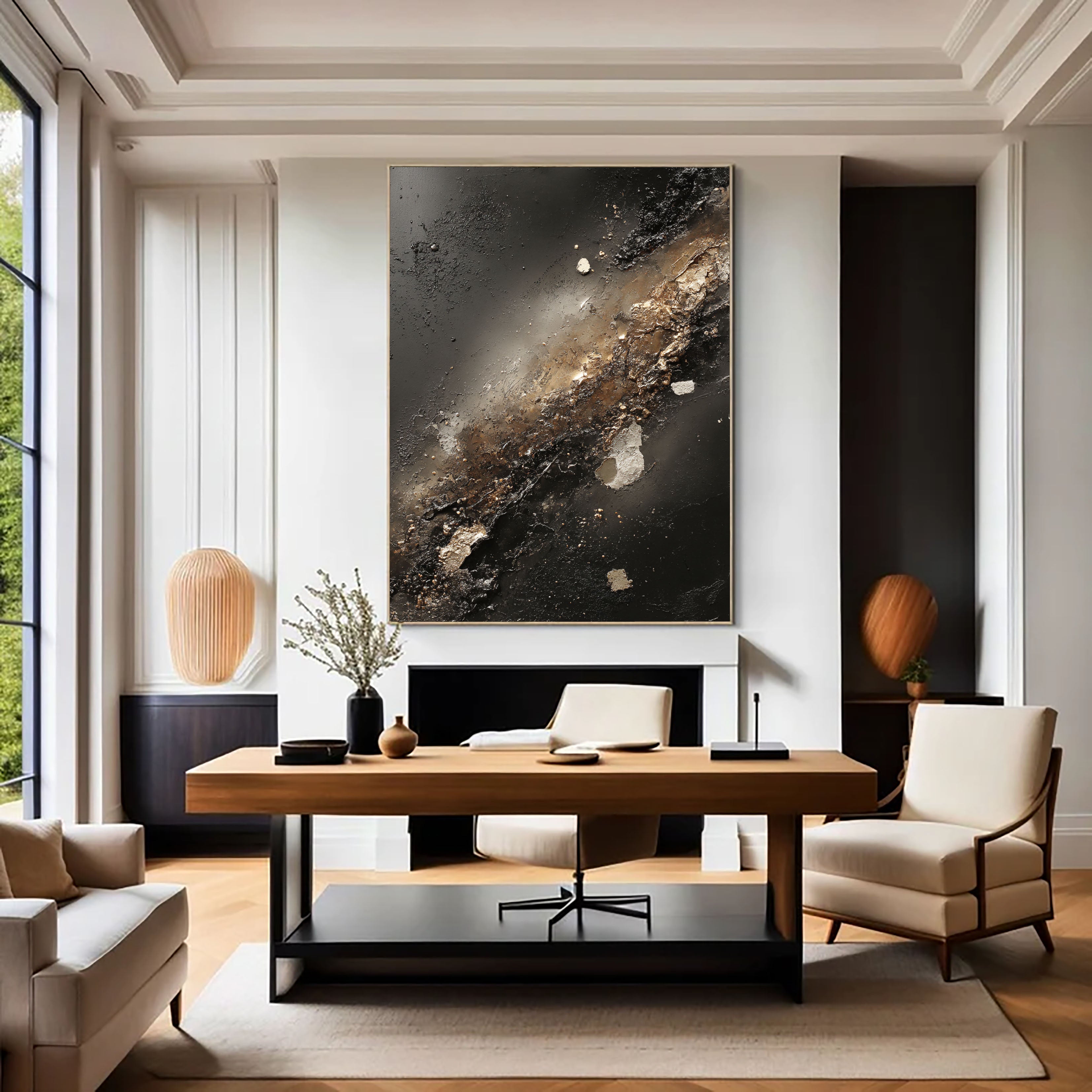 Textured Metallic Veins | Noir Gold