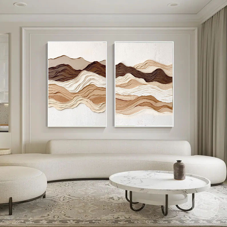Layered Earth Tone Waves | Abstract Landscape