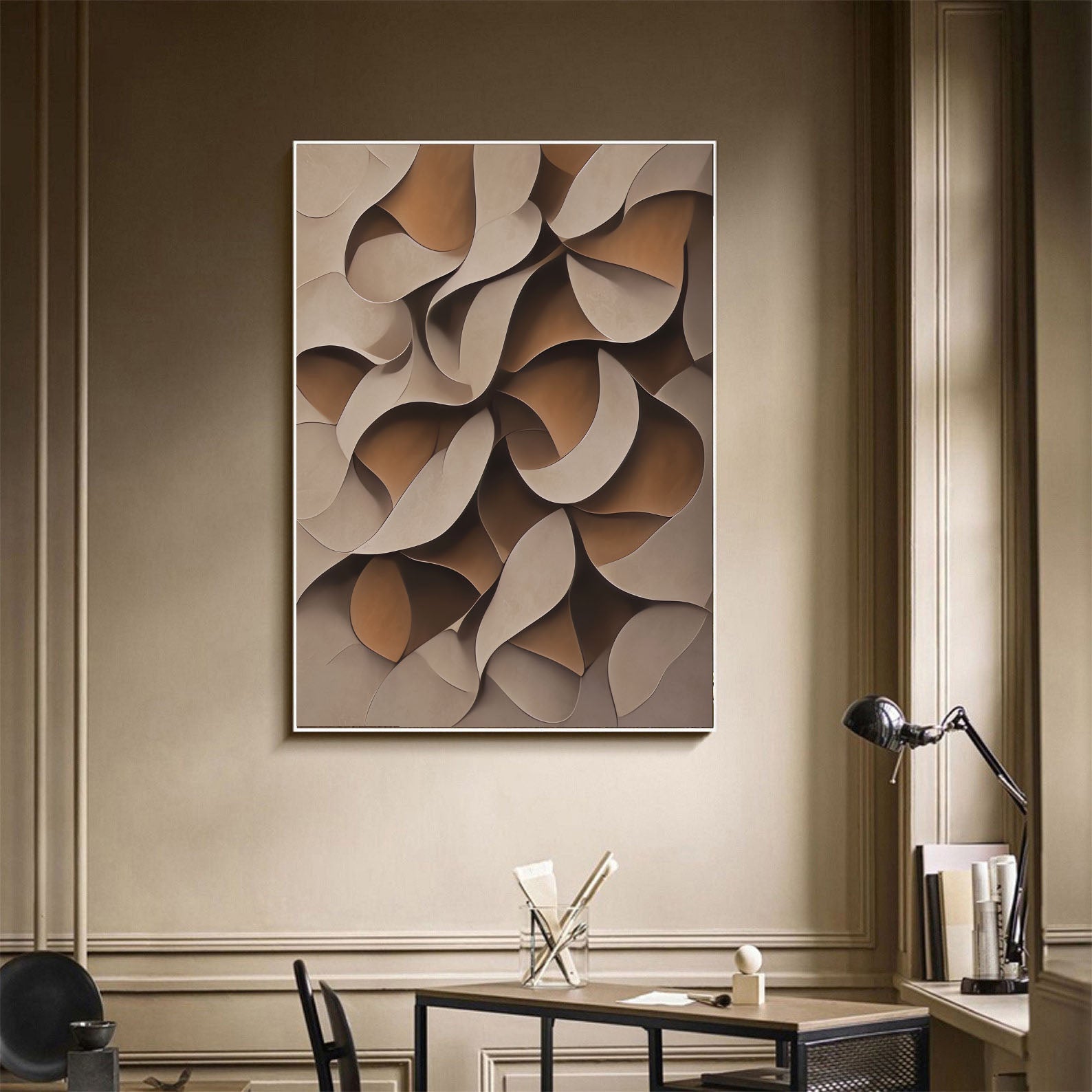 Textured Earthy Dynamics | Beige Swirl