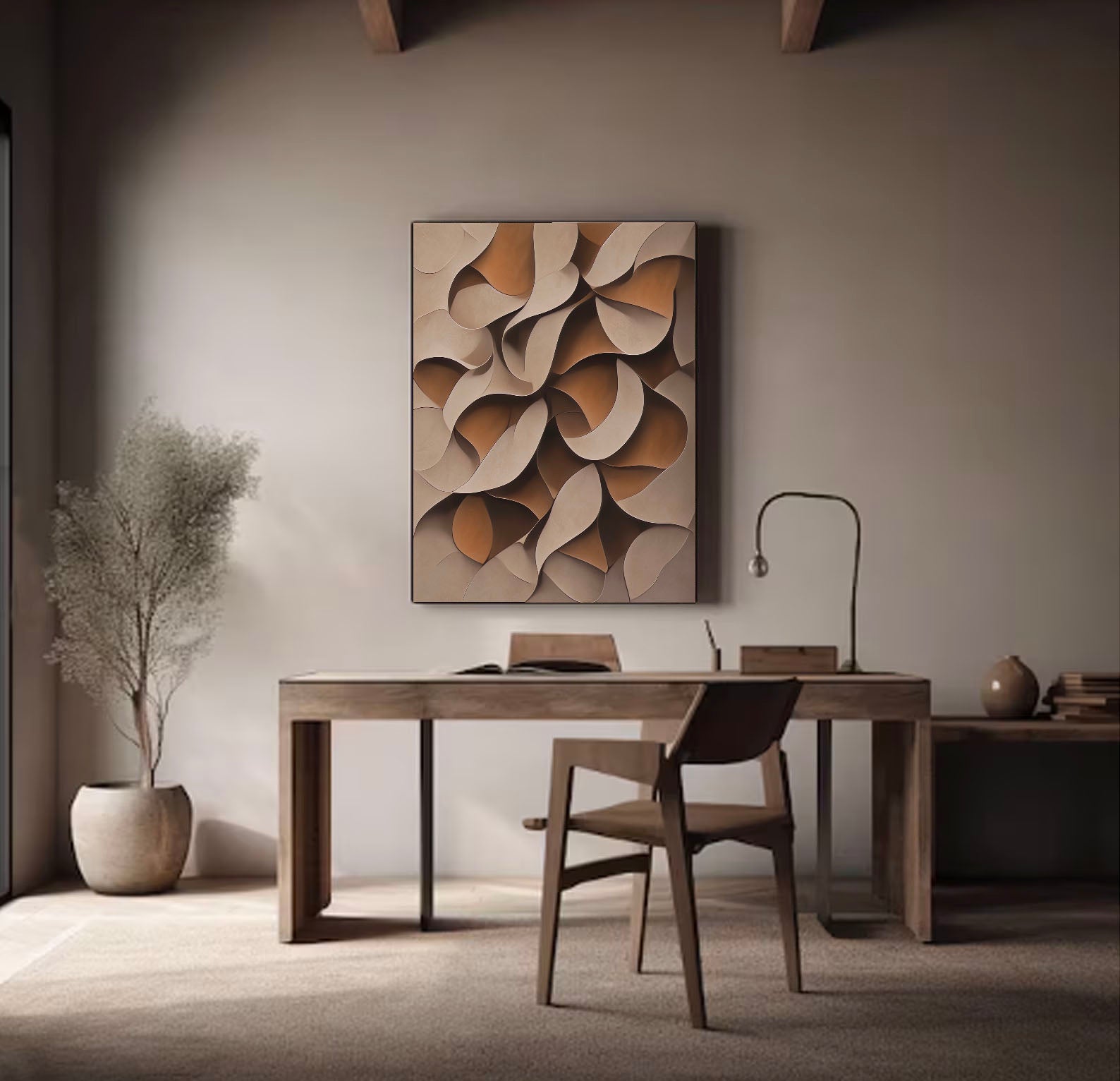 Textured Earthy Dynamics | Beige Swirl