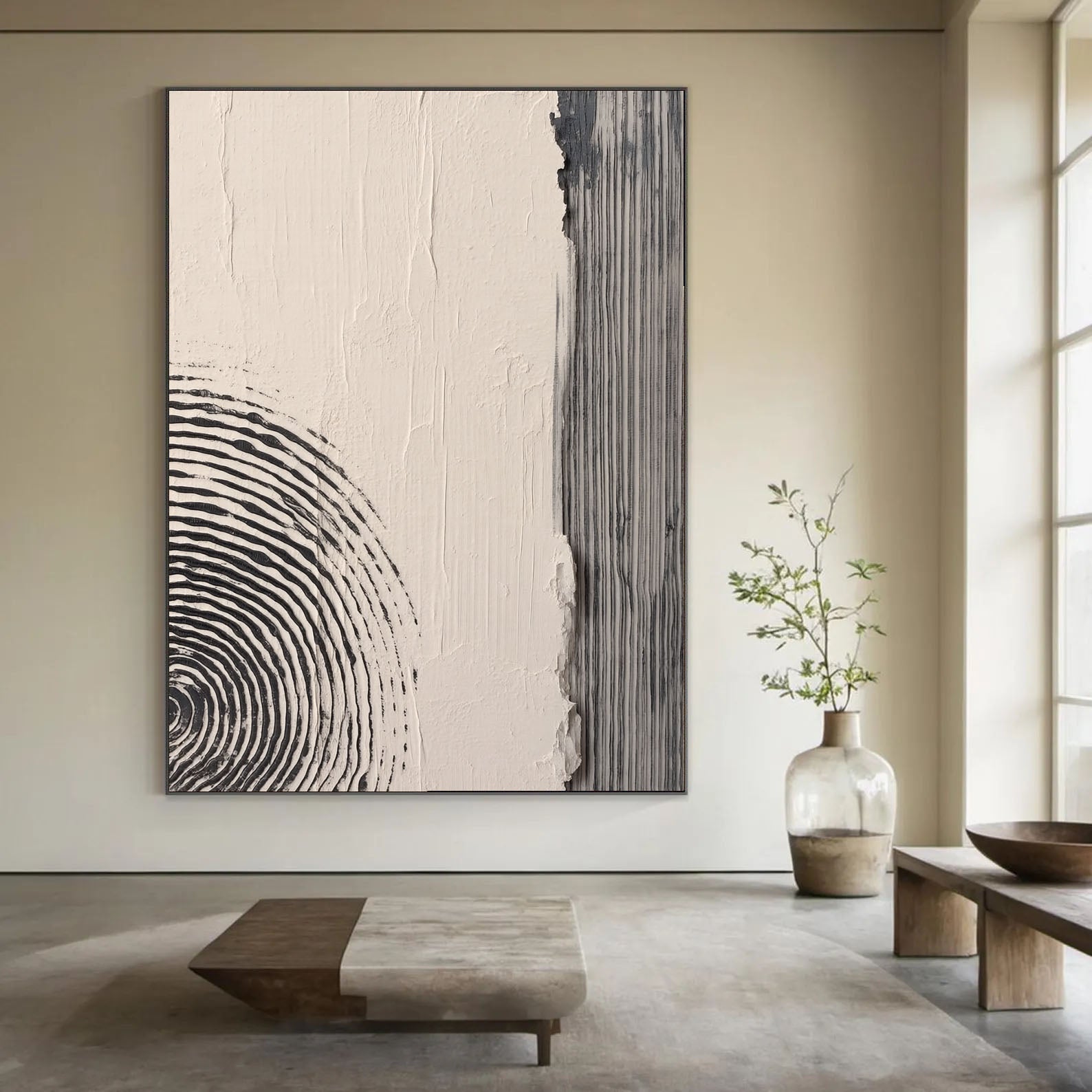 Textured Minimalist Circles | Charcoal Lines