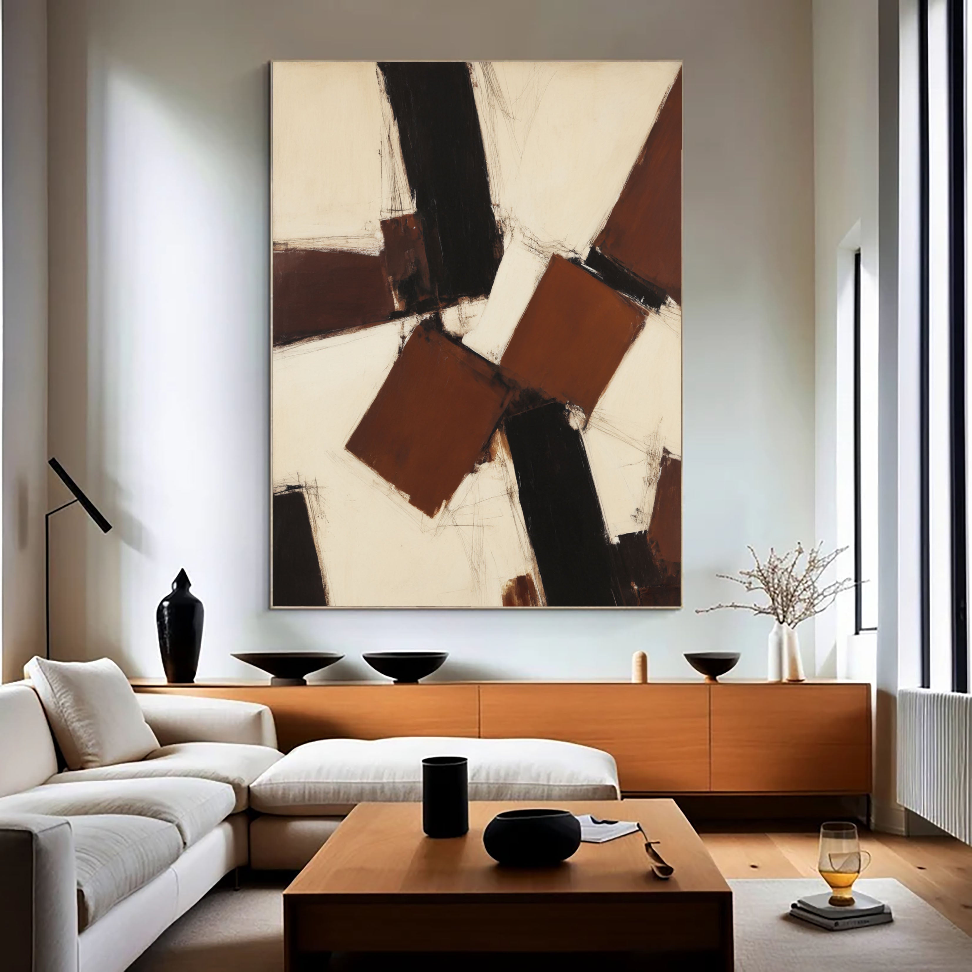 Textured Geometric Blocks | Chestnut Ivory