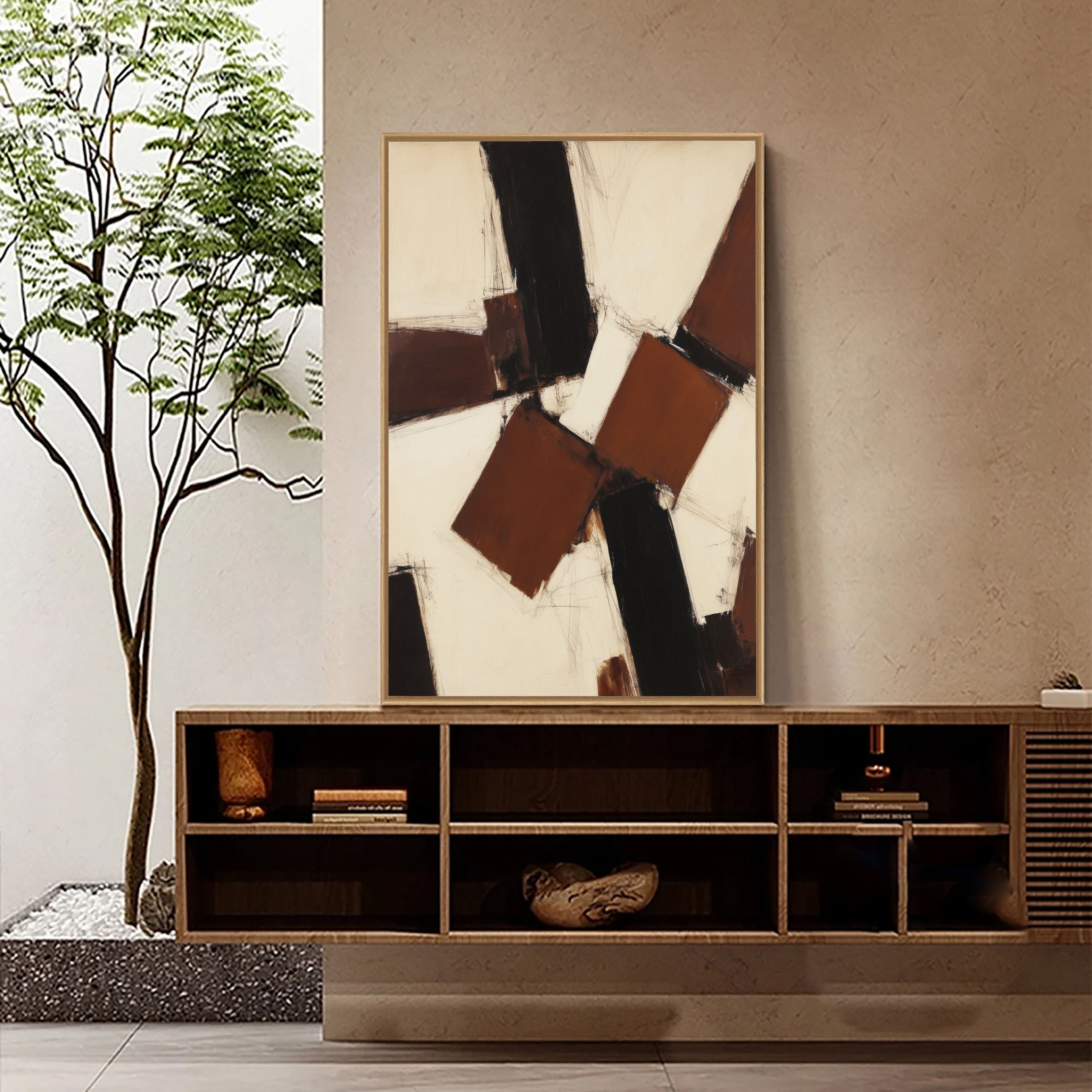 Textured Geometric Blocks | Chestnut Ivory