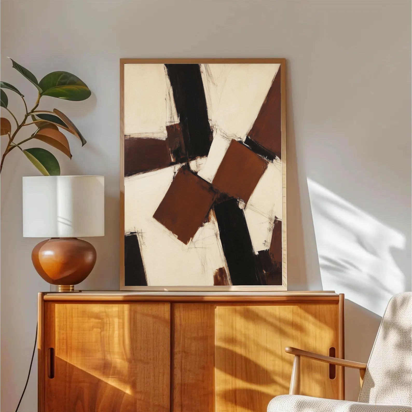 Textured Geometric Blocks | Chestnut Ivory