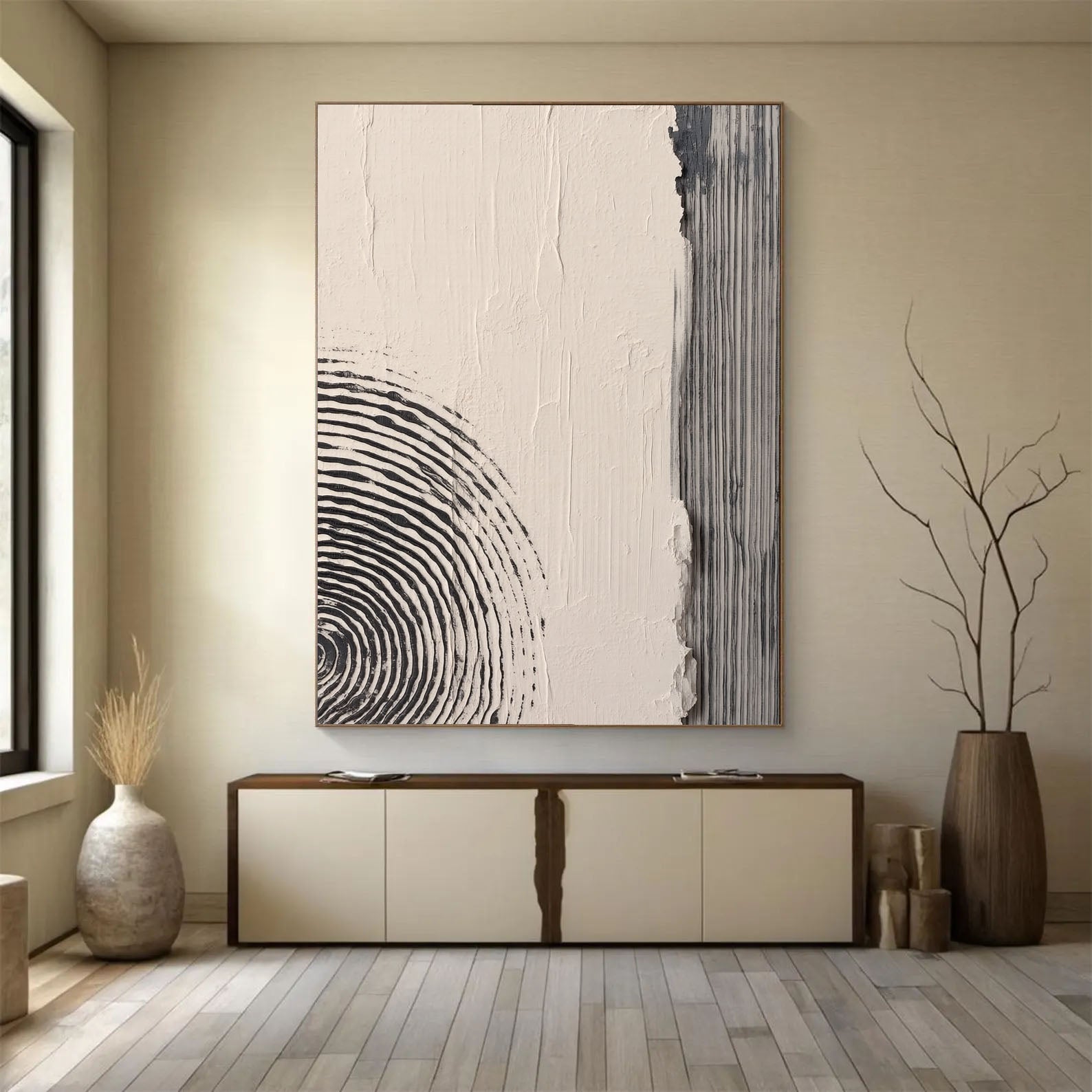 Textured Minimalist Circles | Charcoal Lines