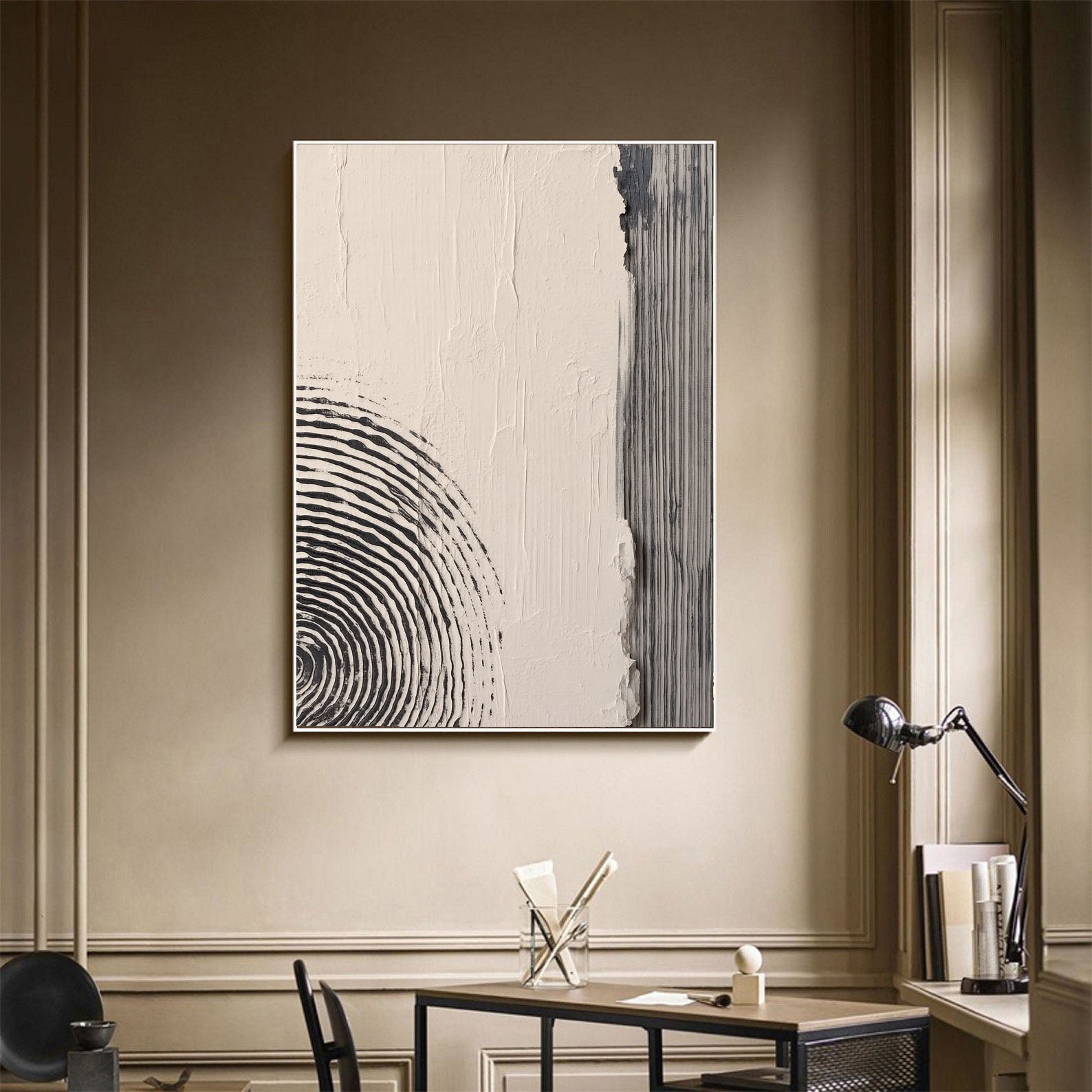Textured Minimalist Circles | Charcoal Lines