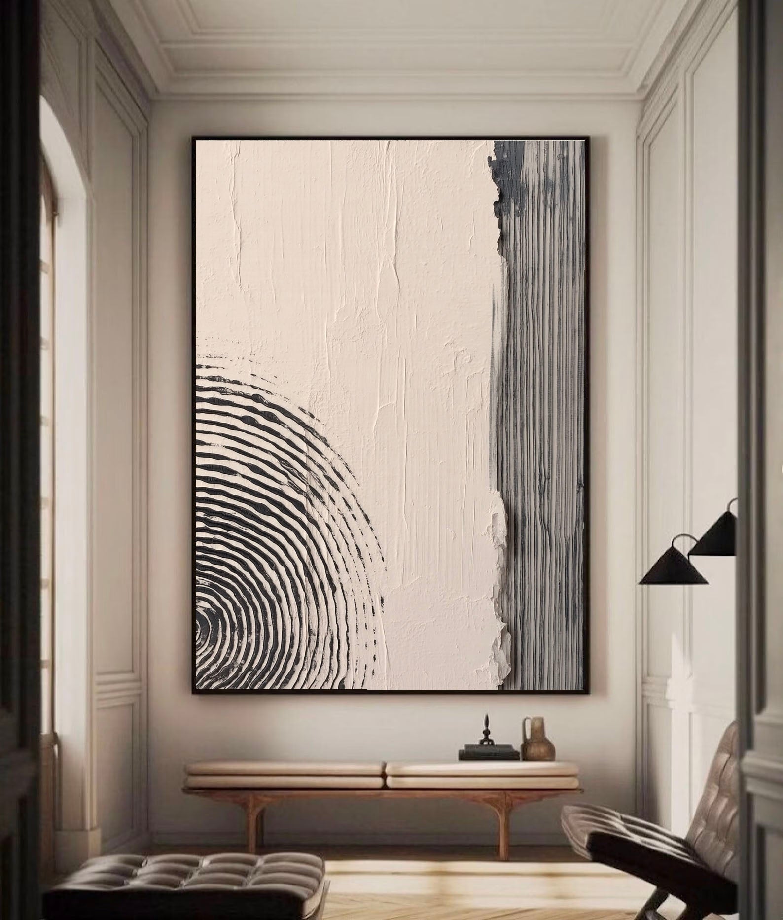 Textured Minimalist Circles | Charcoal Lines