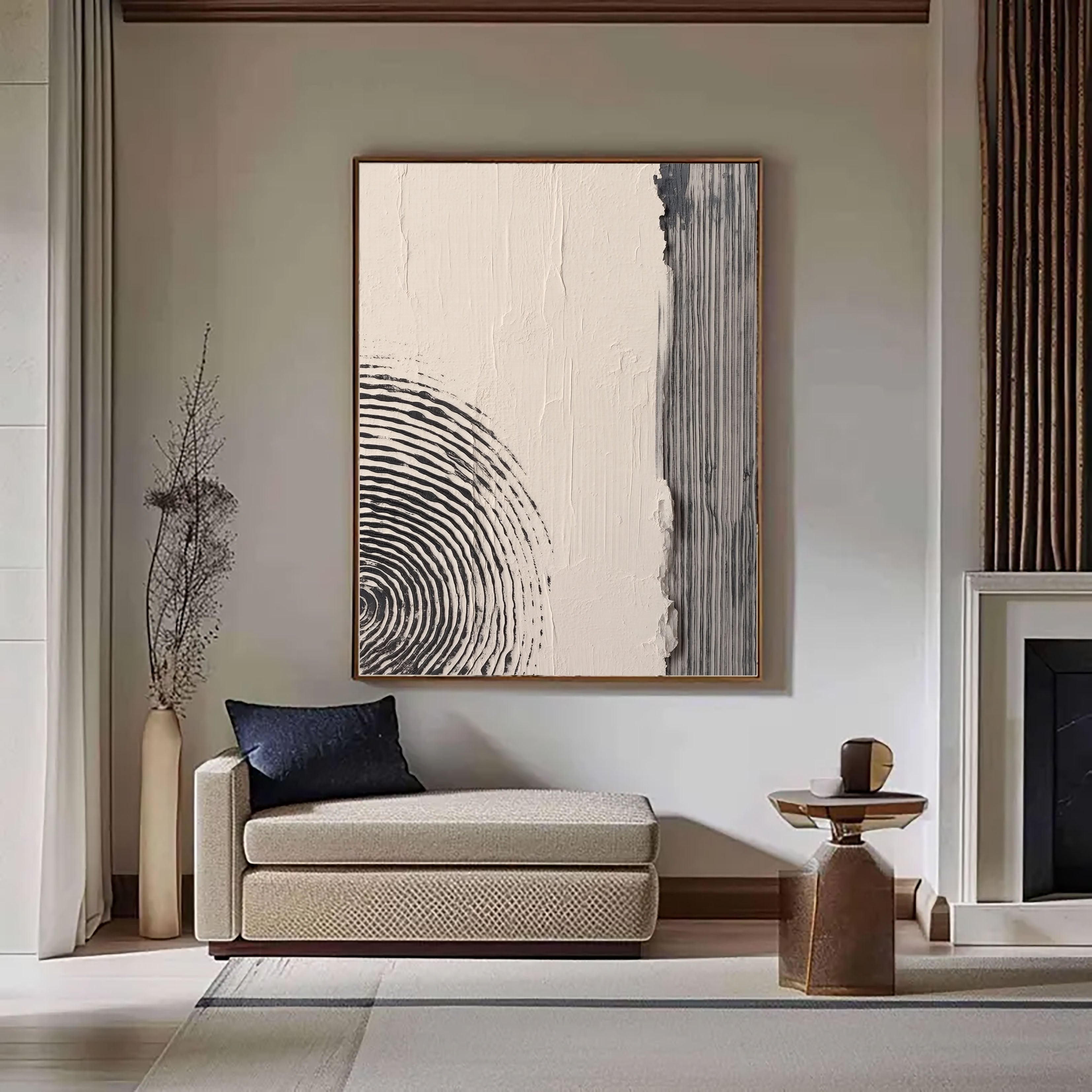 Textured Minimalist Circles | Charcoal Lines