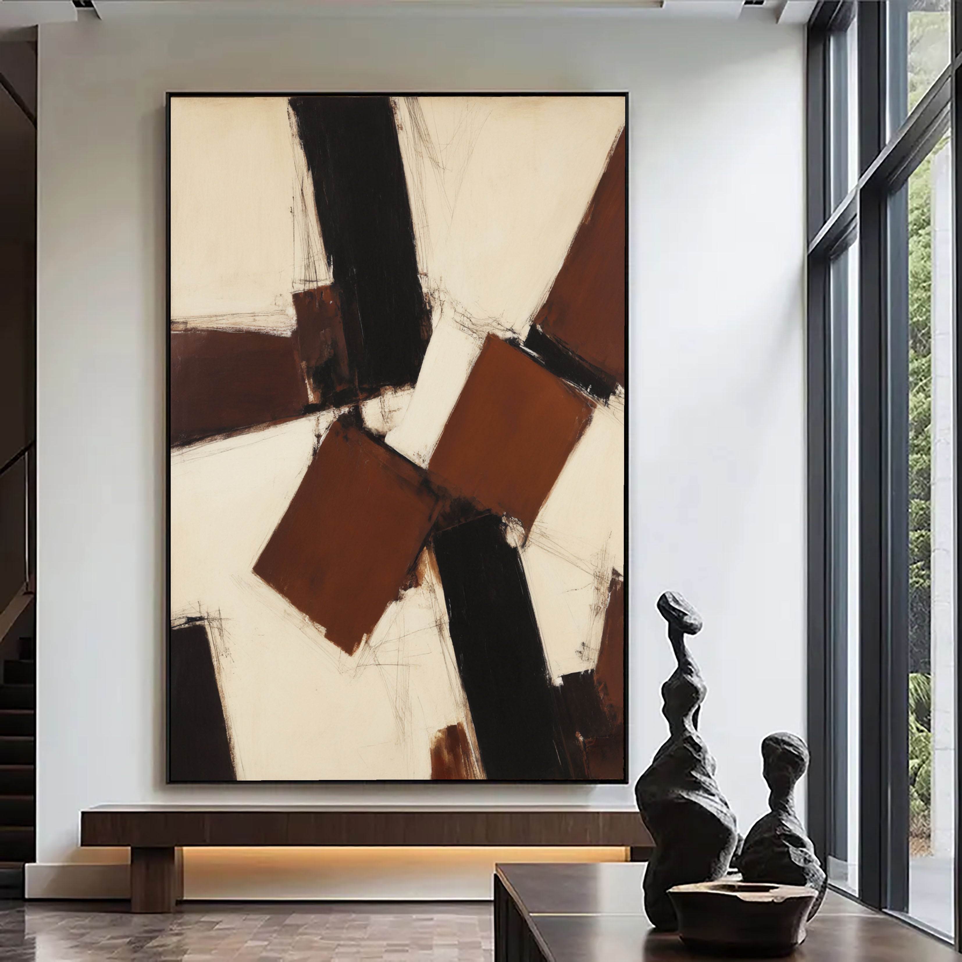 Textured Geometric Blocks | Chestnut Ivory