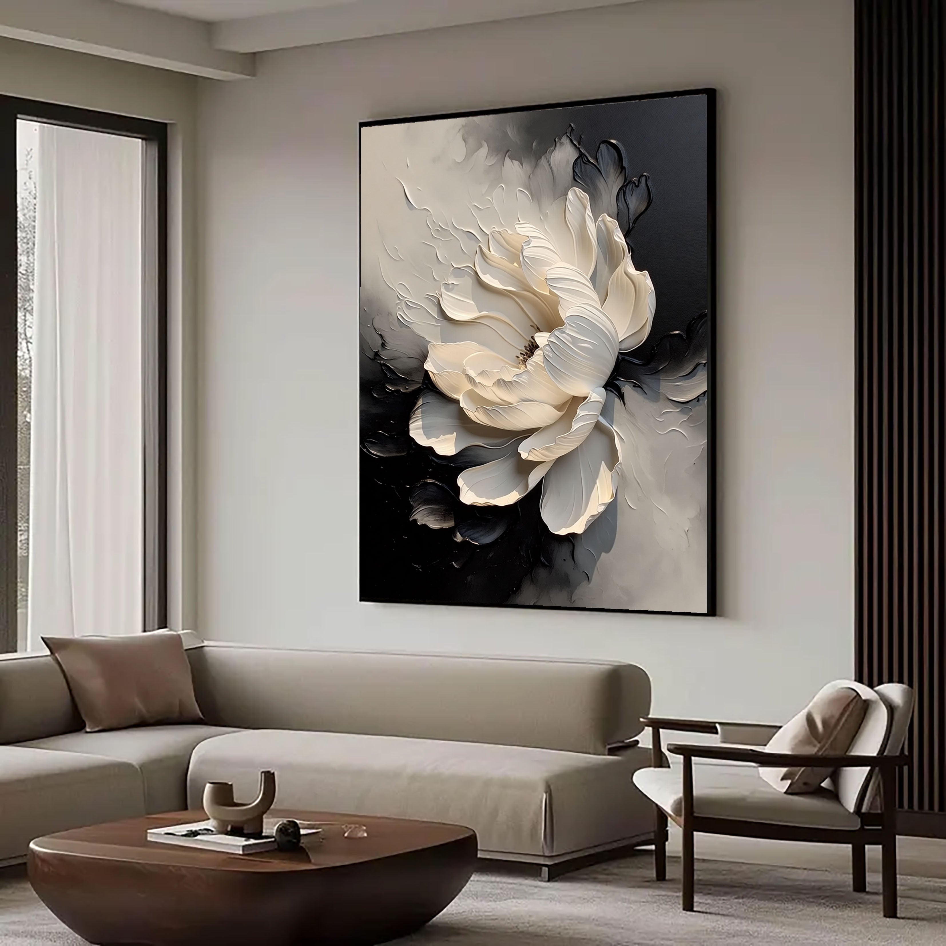 Textured Floral Opulence | Monochrome Bloom