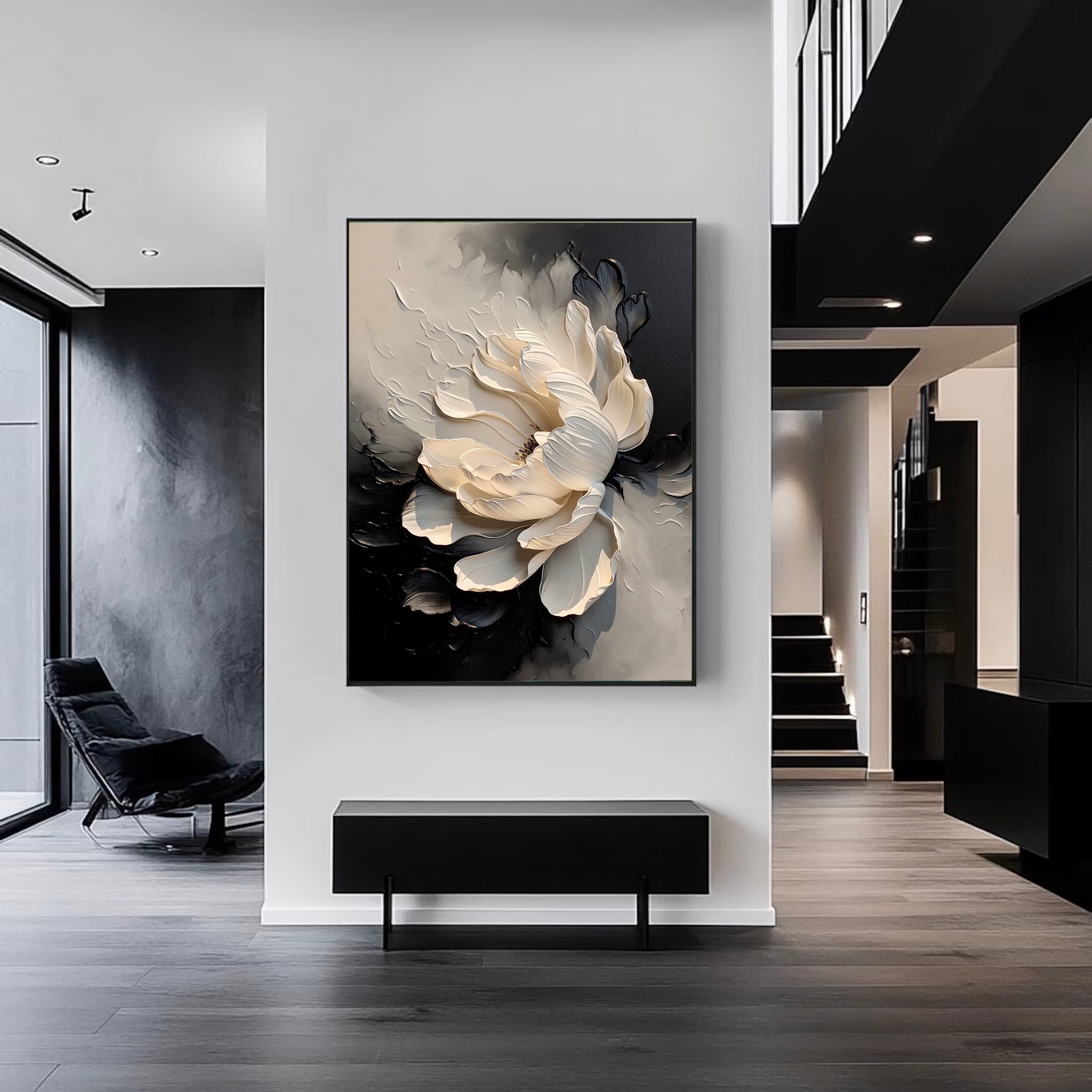 Textured Floral Opulence | Monochrome Bloom