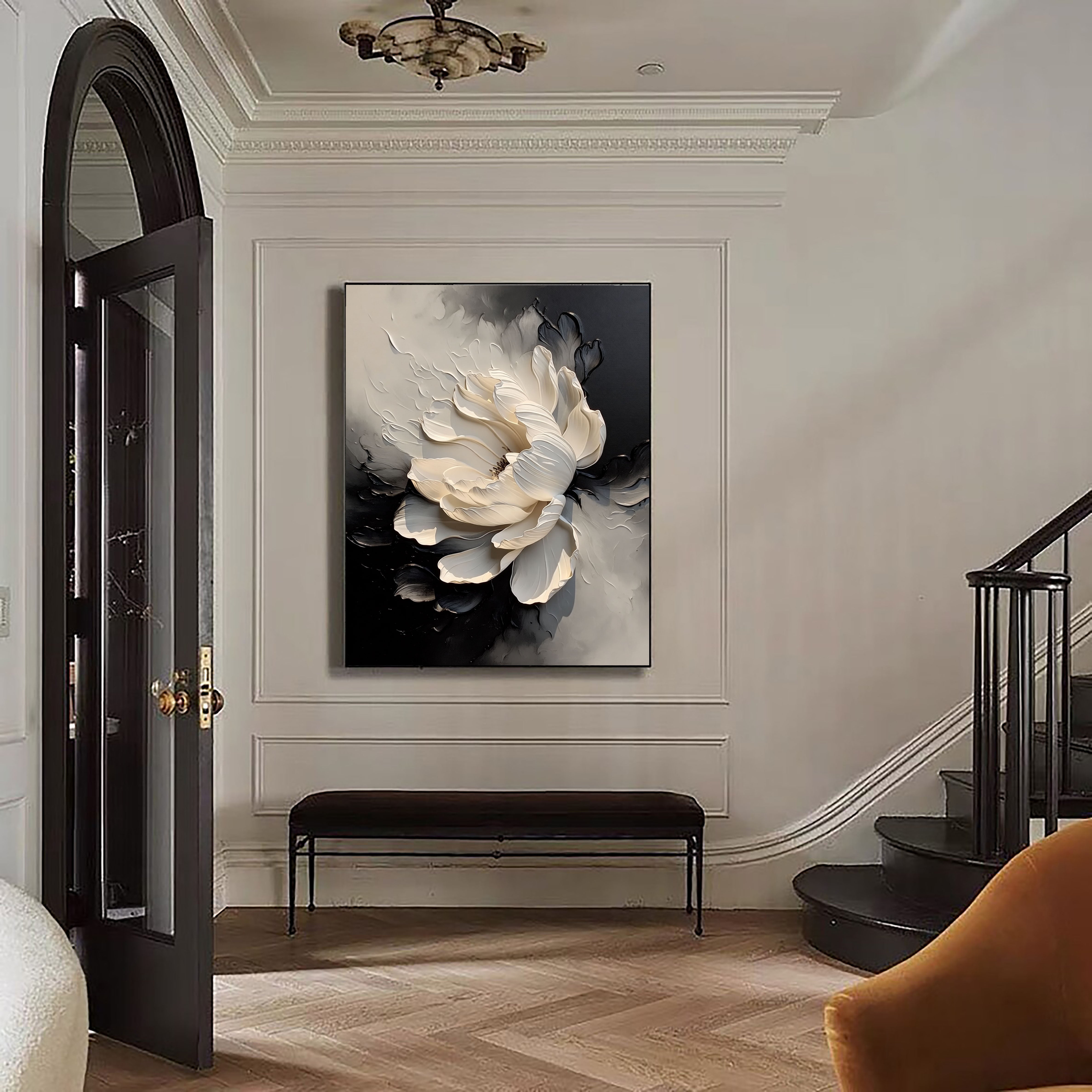 Textured Floral Opulence | Monochrome Bloom