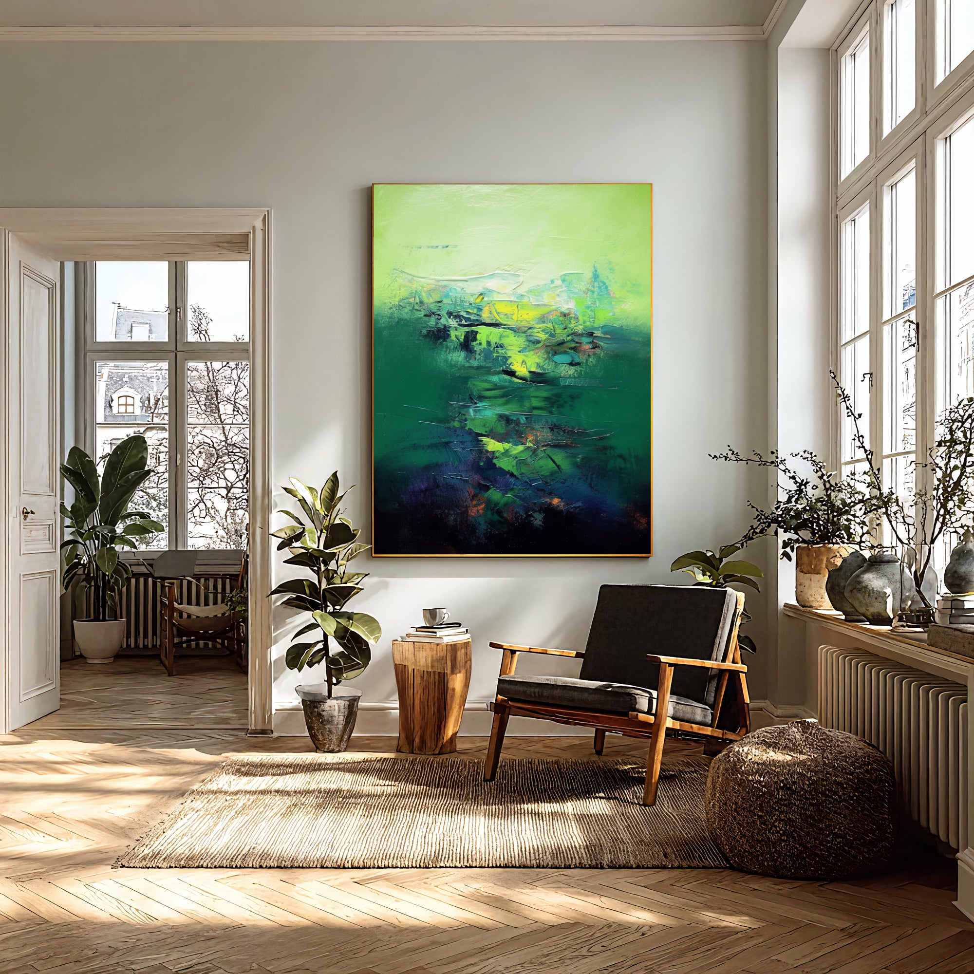 Textured Emerald Opulence | Green Yellow