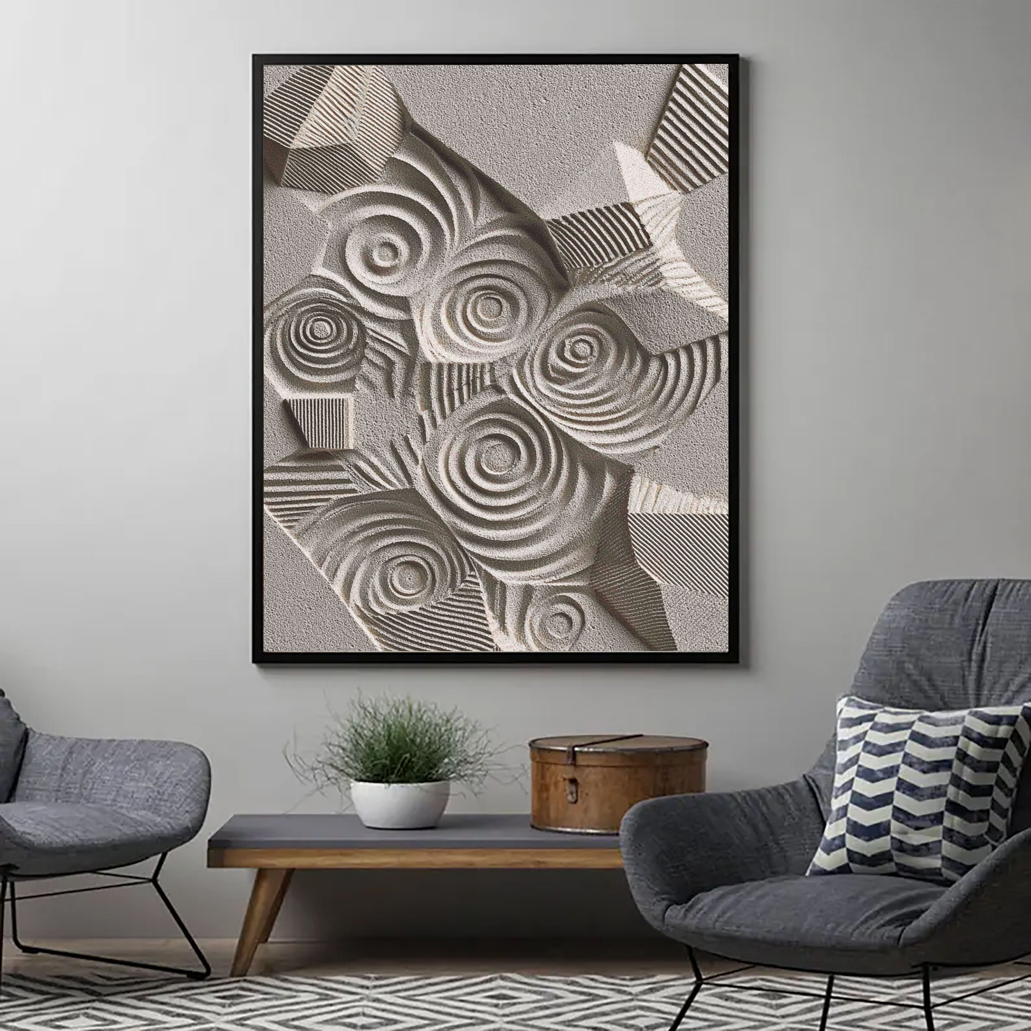 Textured Spiral Motifs | Neutral Greys