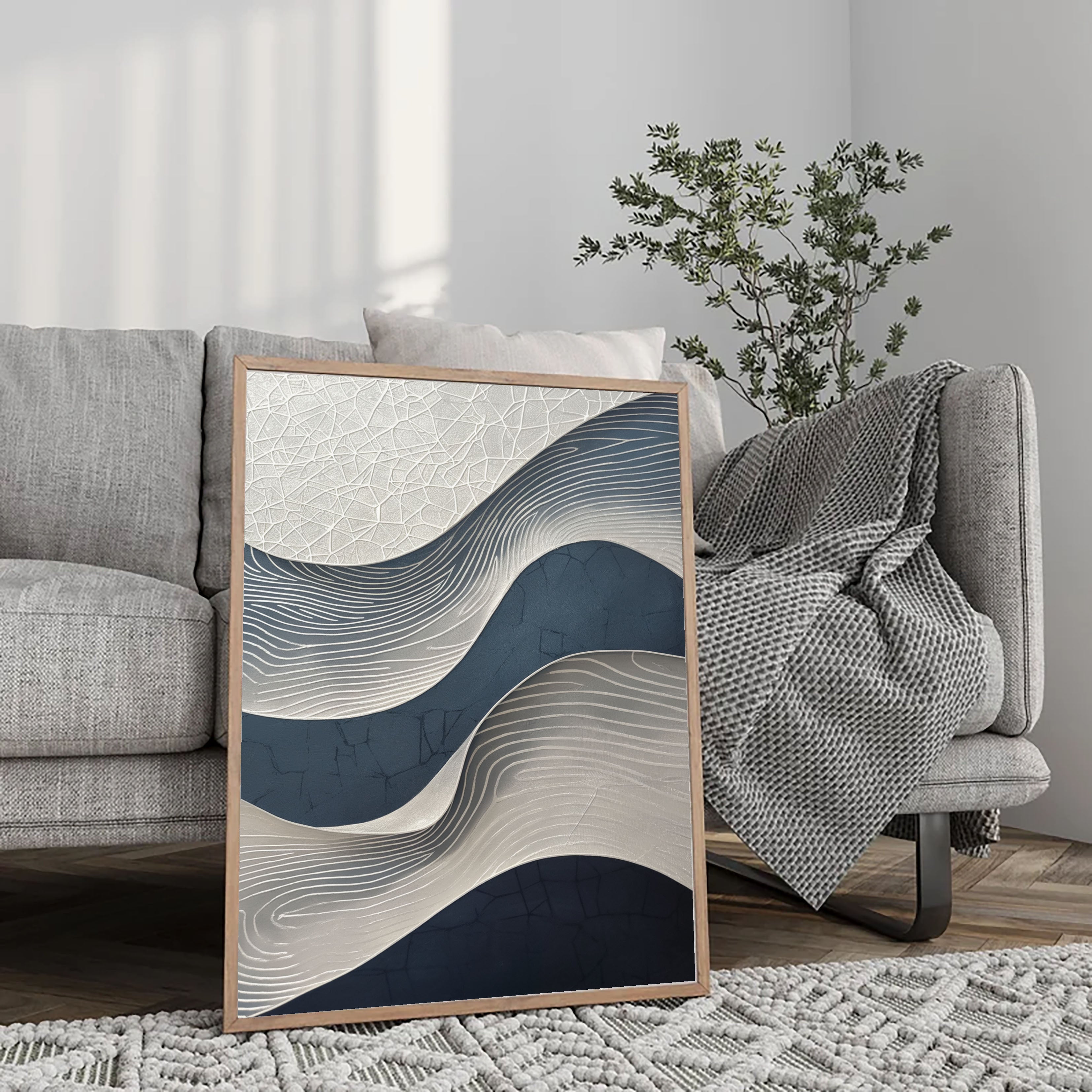 Textured Wave Serenity | Indigo Flow