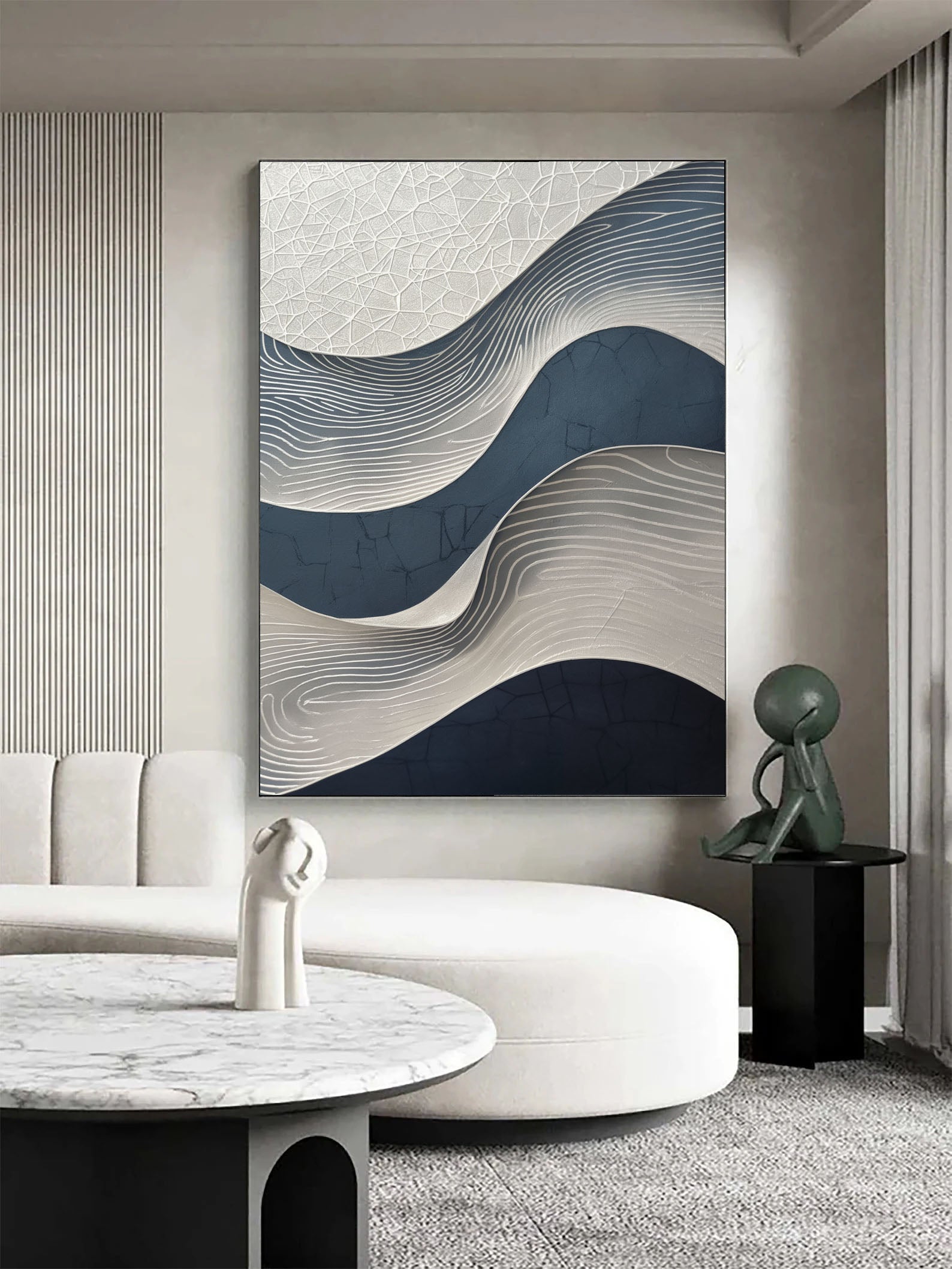 Textured Wave Serenity | Indigo Flow