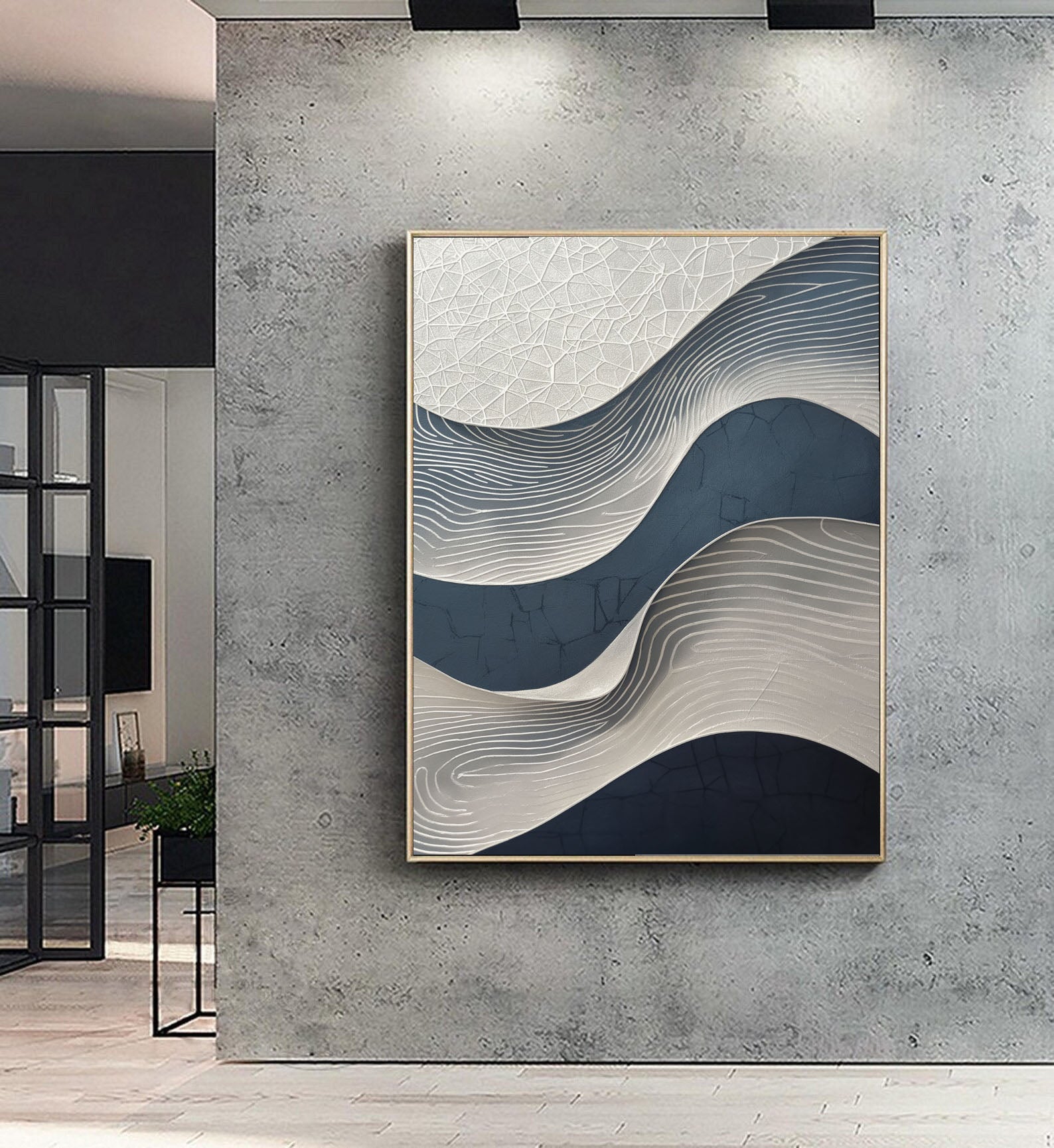 Textured Wave Serenity | Indigo Flow