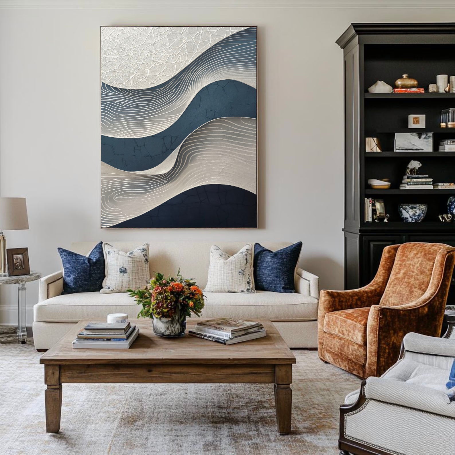 Textured Wave Serenity | Indigo Flow