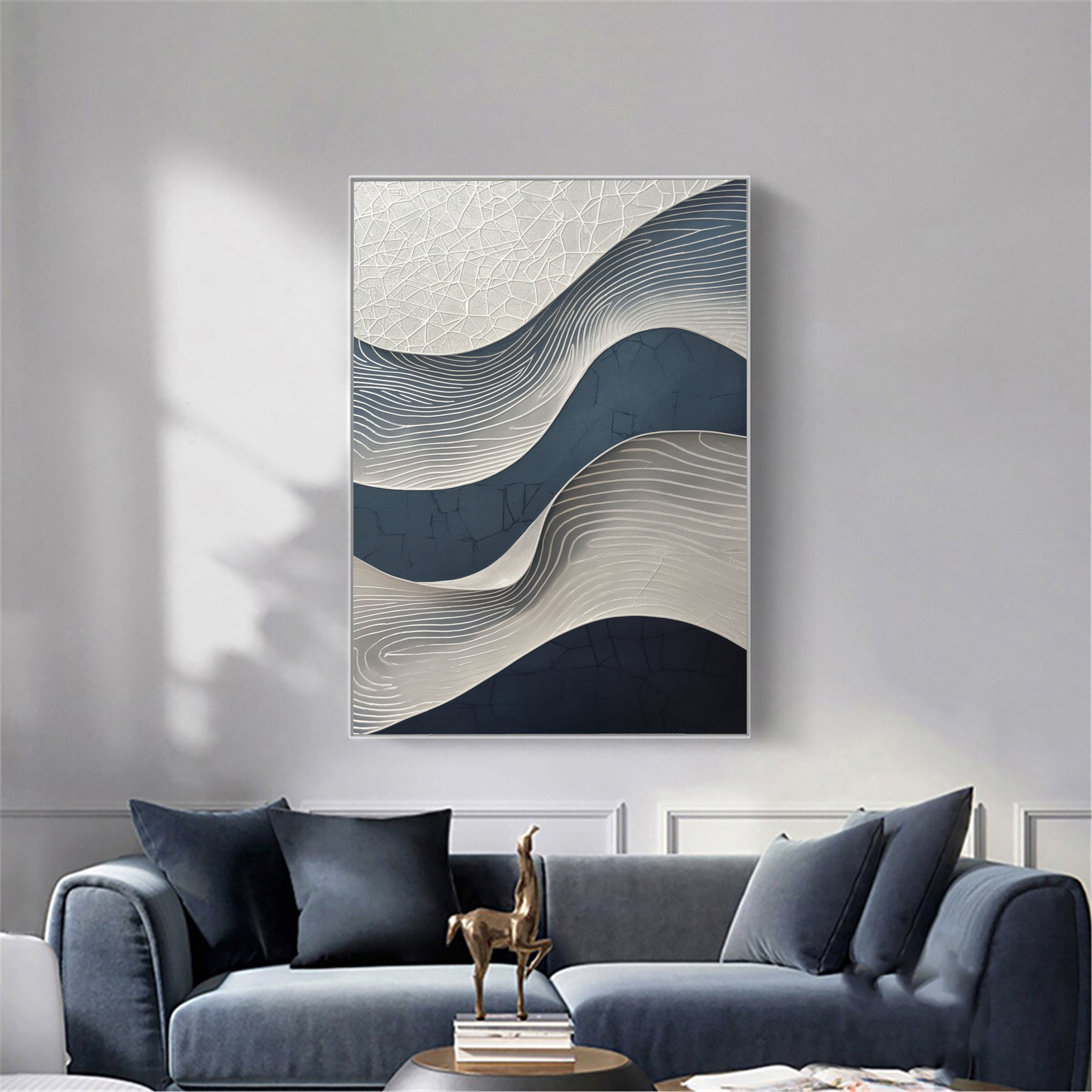 Textured Wave Serenity | Indigo Flow