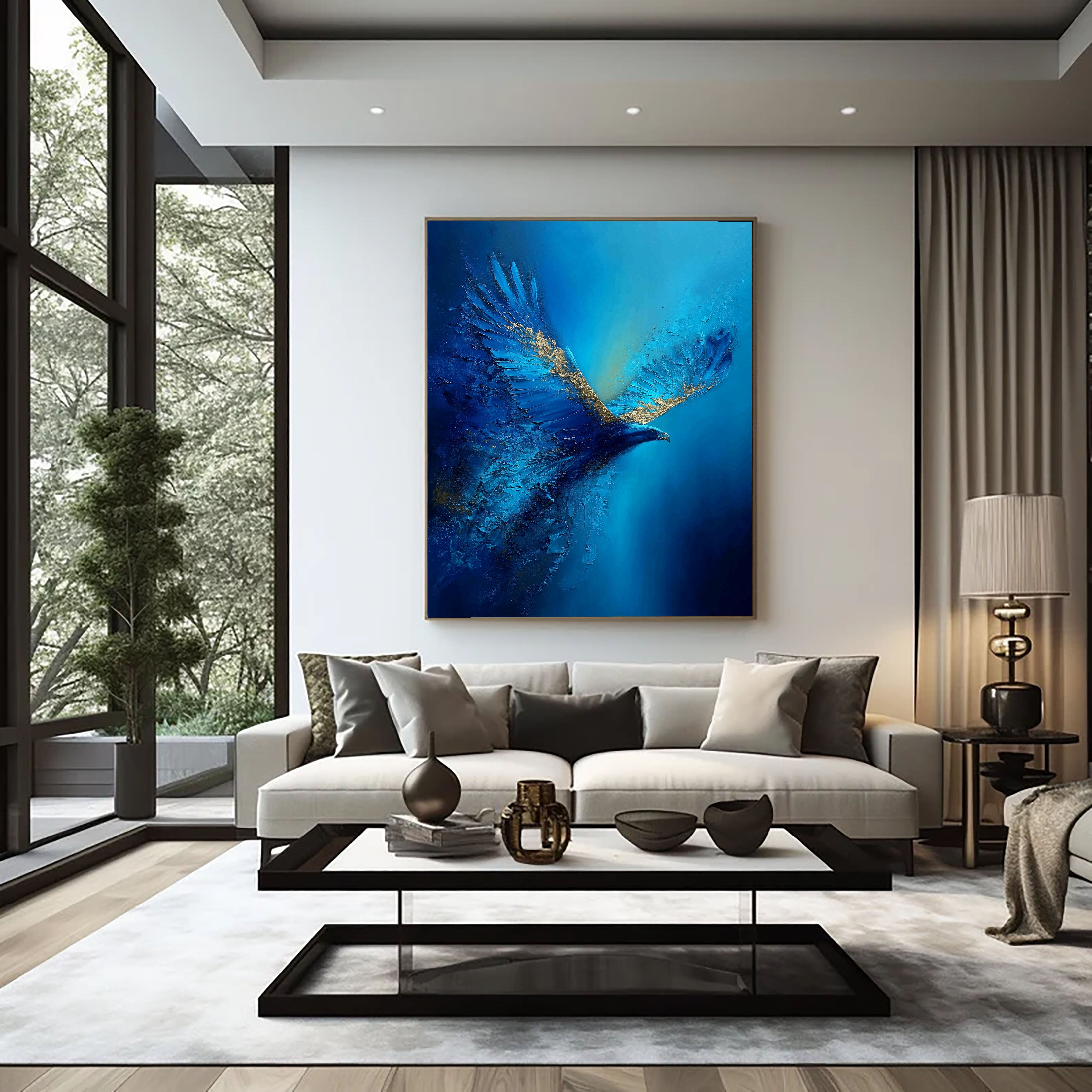 Textured Azure Wings | Gilded Accents