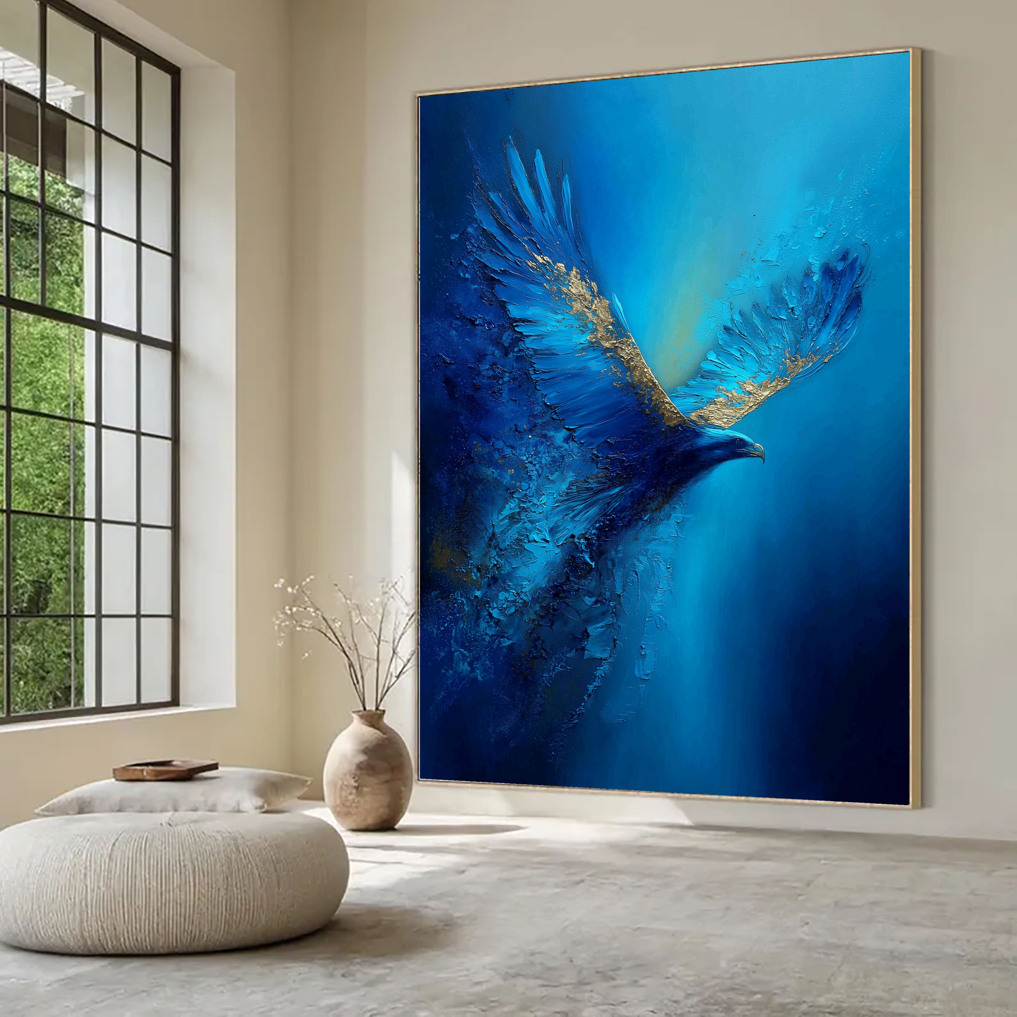 Textured Azure Wings | Gilded Accents