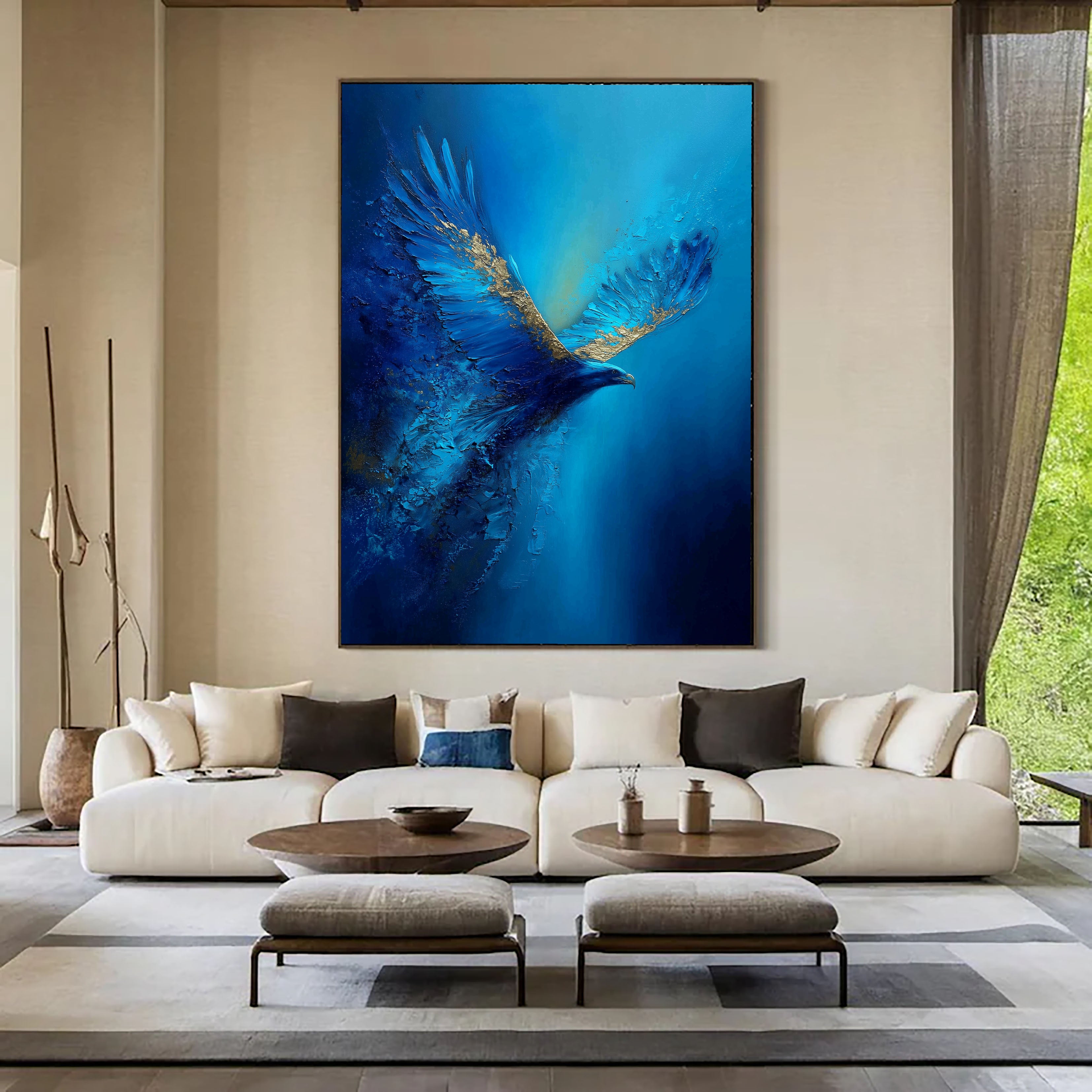 Textured Azure Wings | Gilded Accents