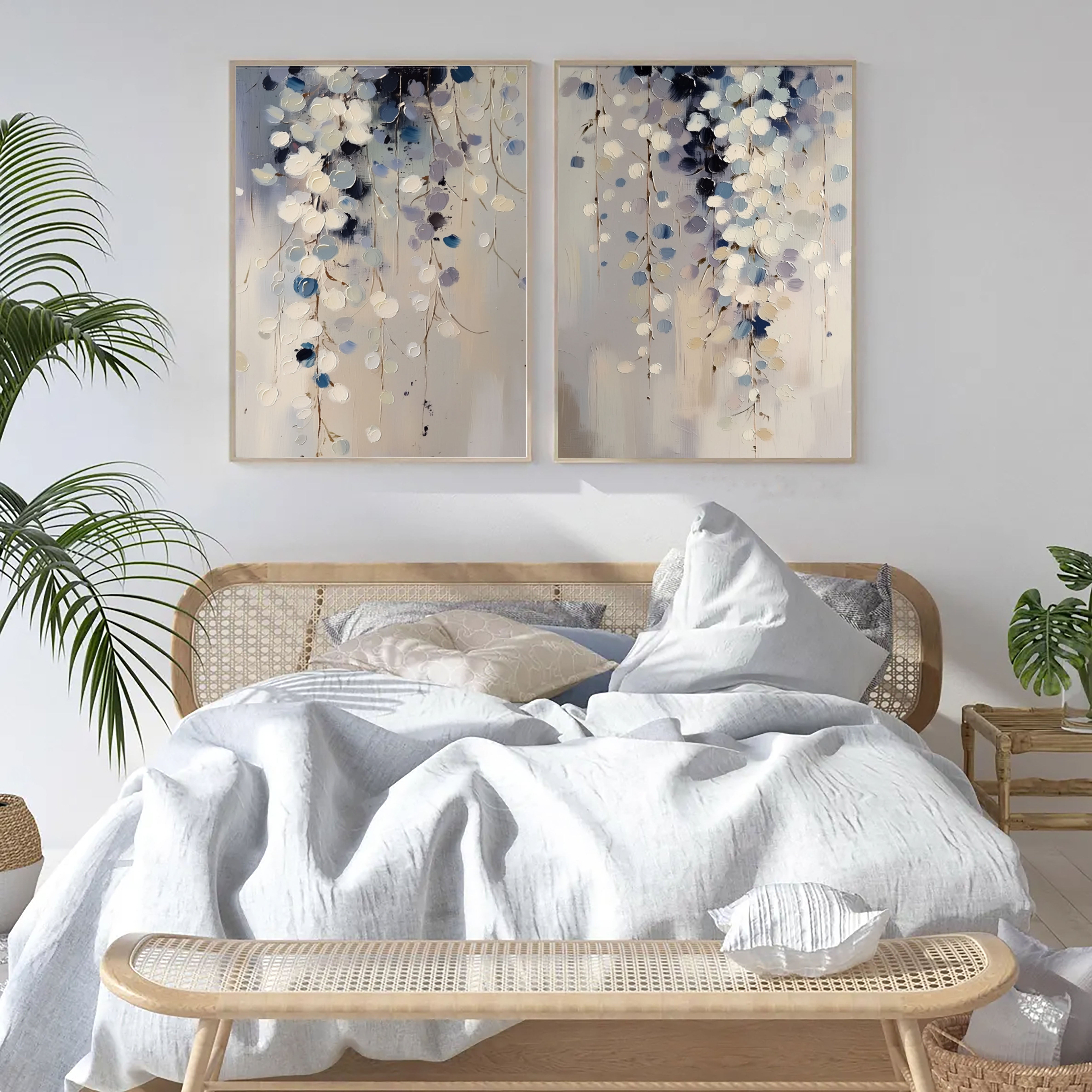 Cascading Floral Dots | Blue White