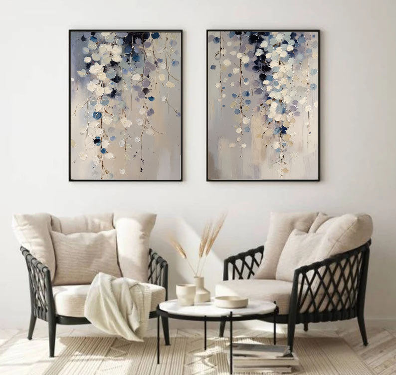 Cascading Floral Dots | Blue White