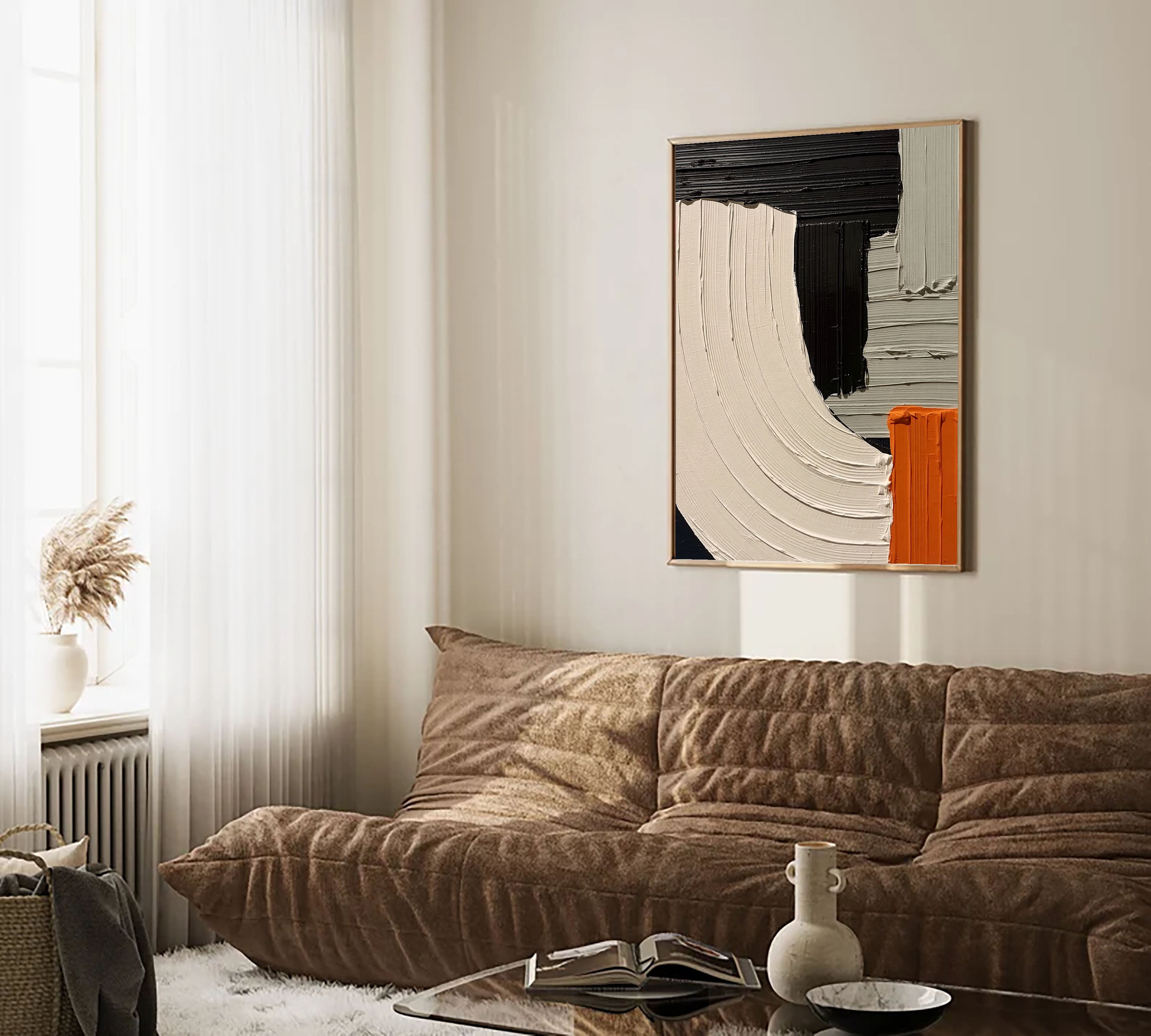 Textured Arc Dynamics | Tangerine Accent