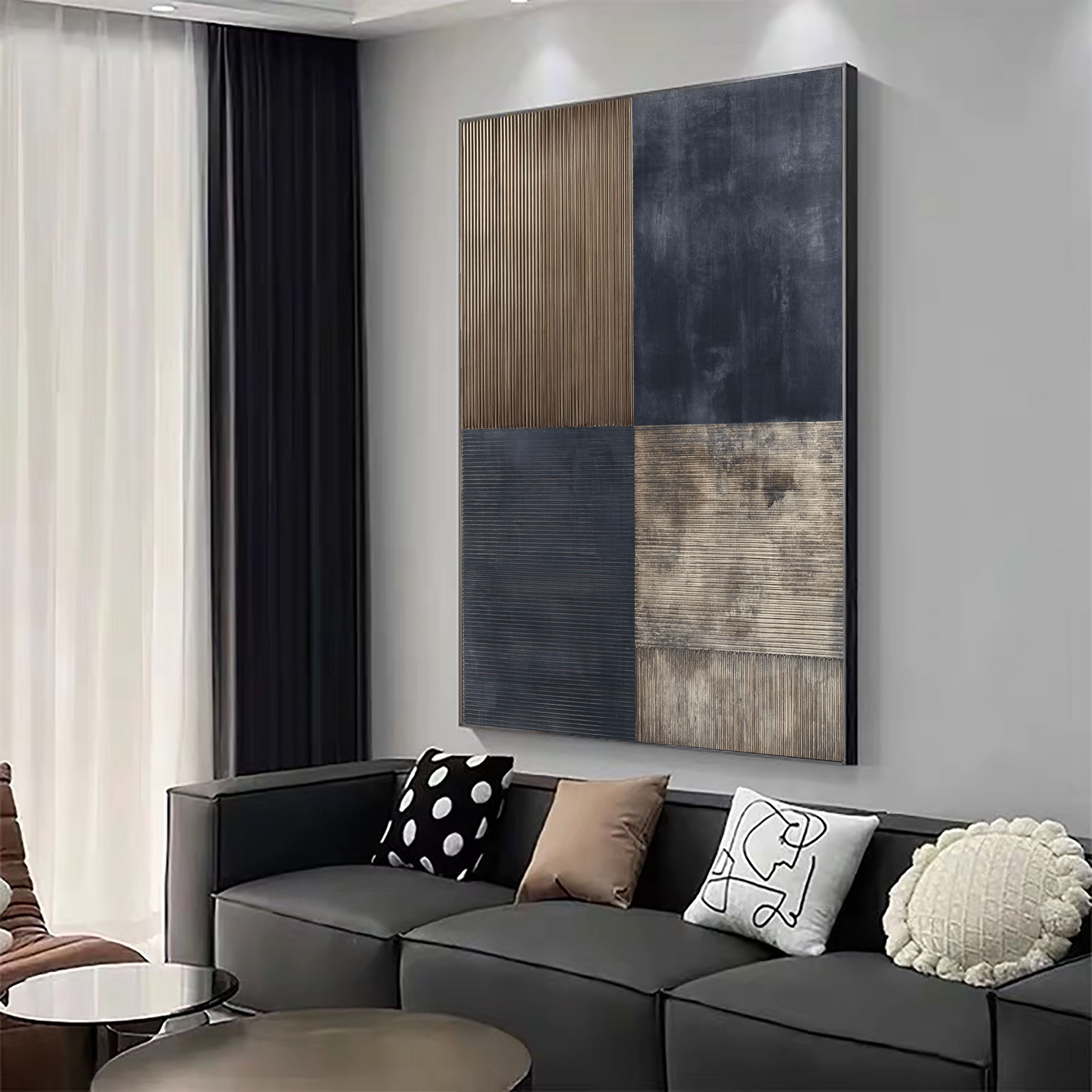 Textured Paneled Elegance | Navy Bronze