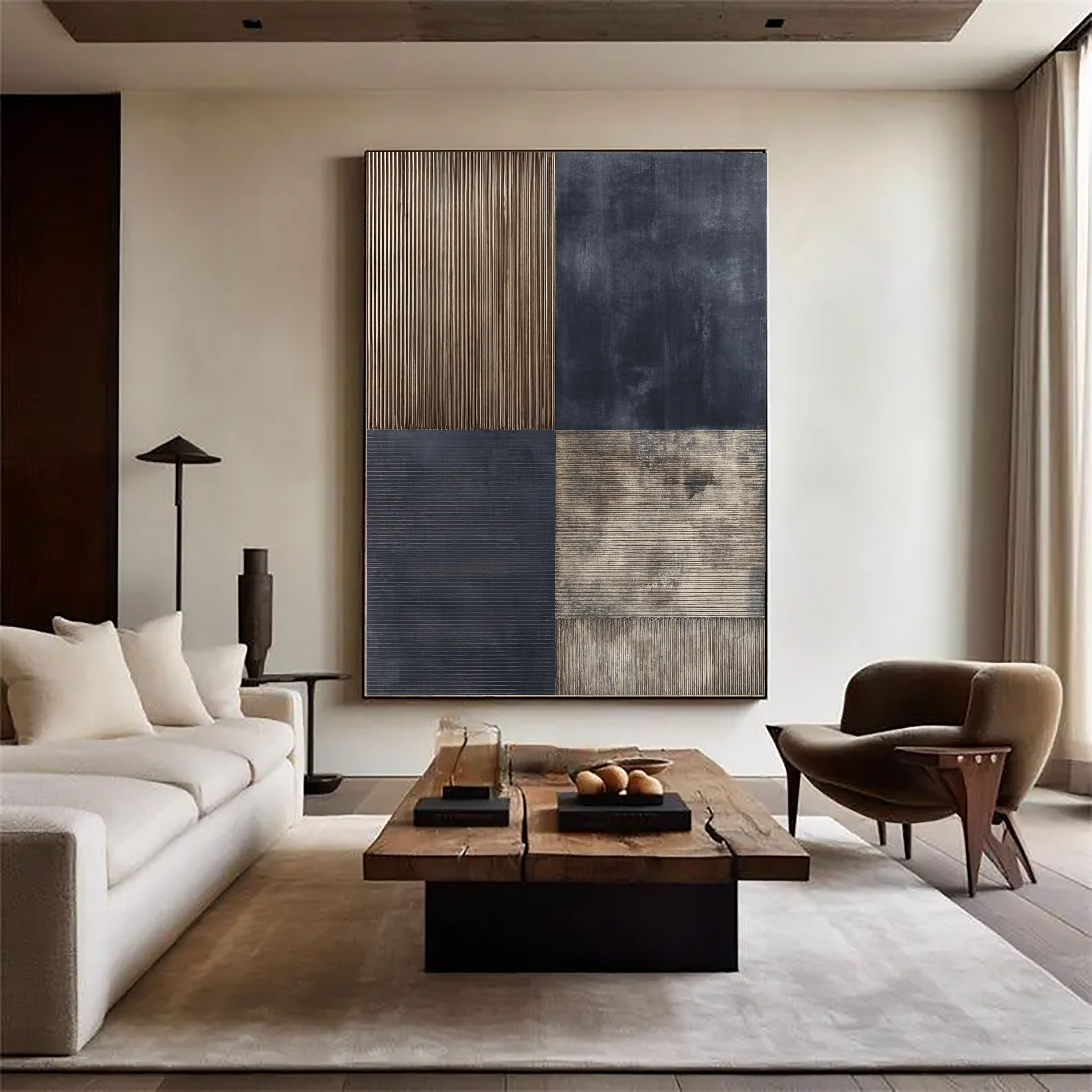 Textured Paneled Elegance | Navy Bronze