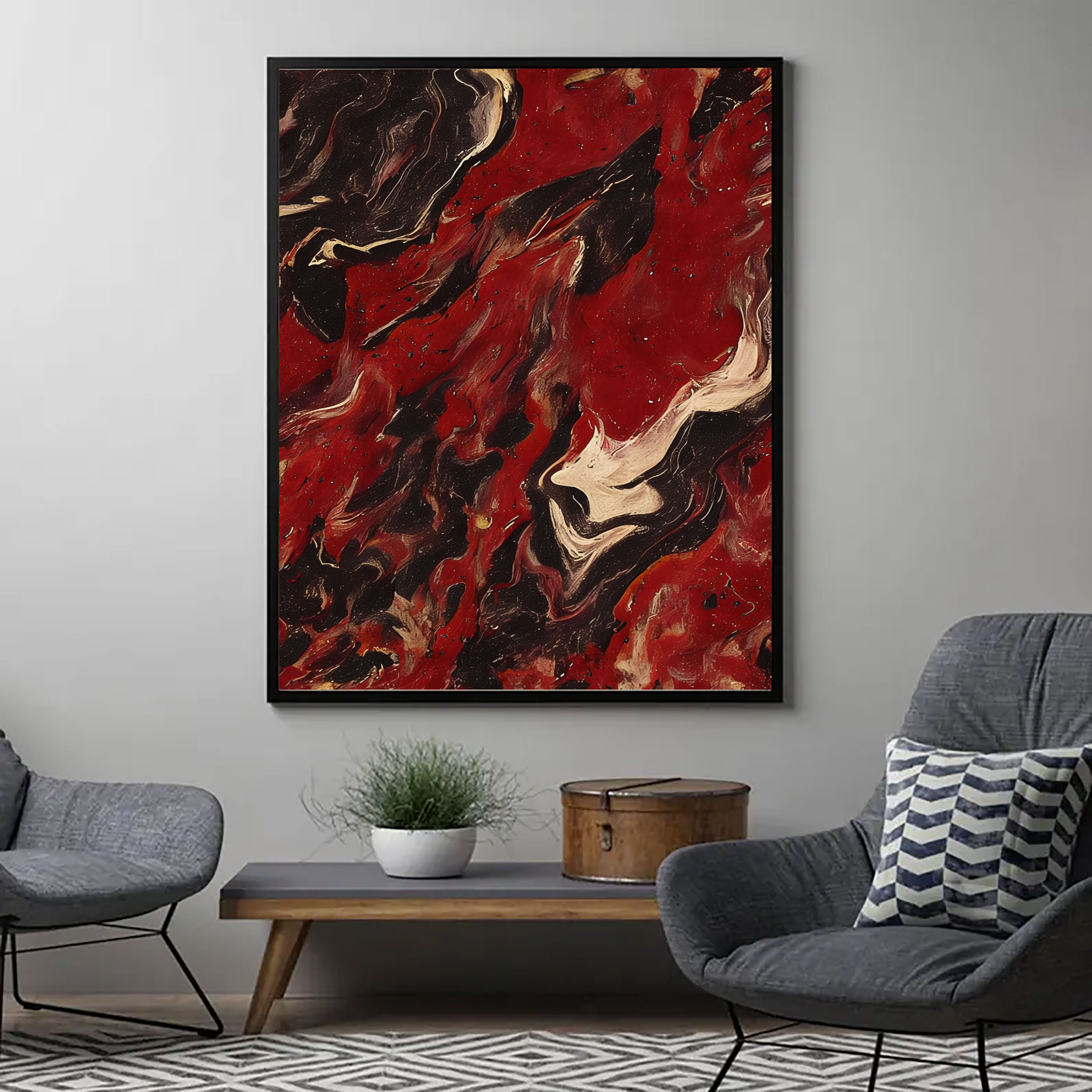 Textured Crimson Surge | Ebony Swirl