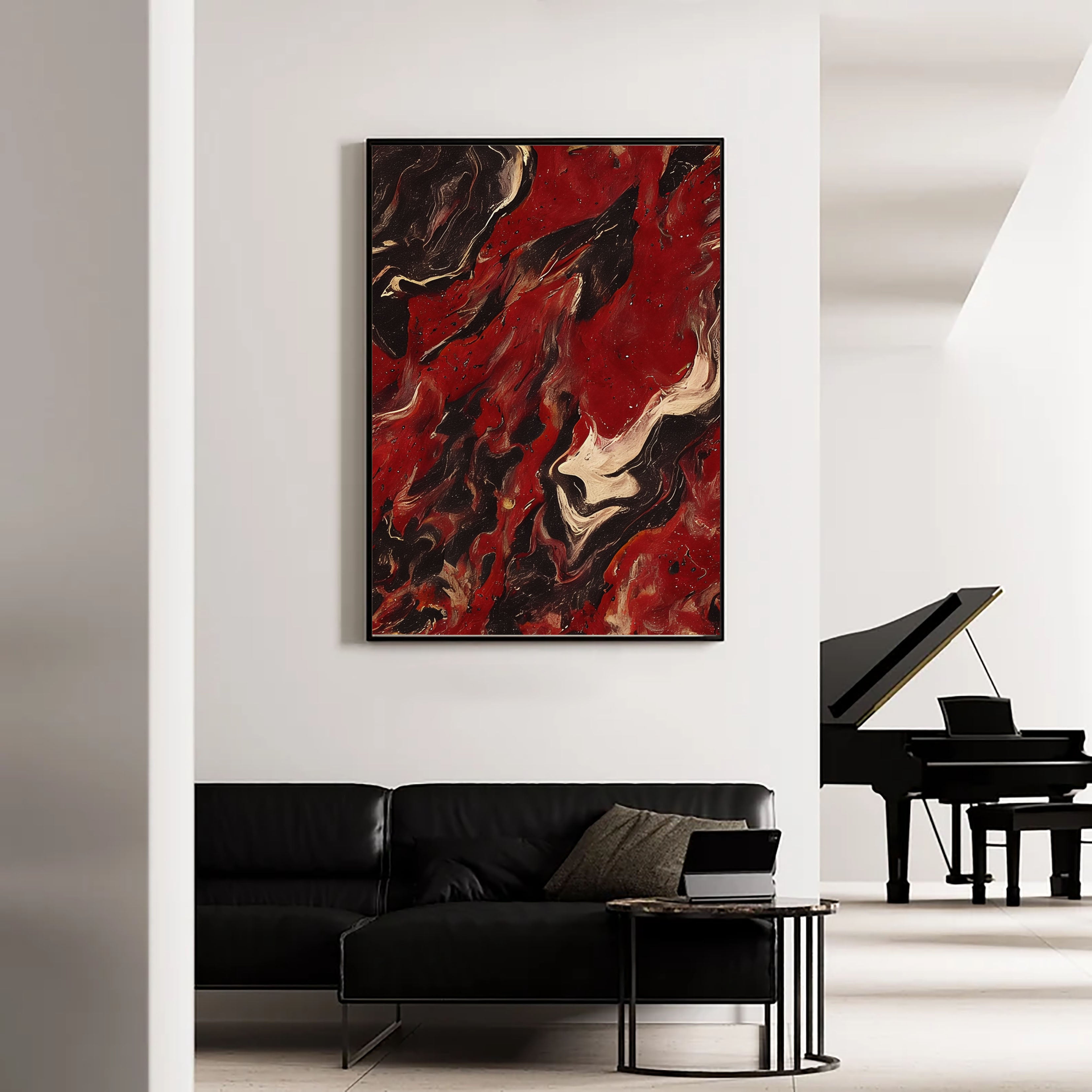 Textured Crimson Surge | Ebony Swirl