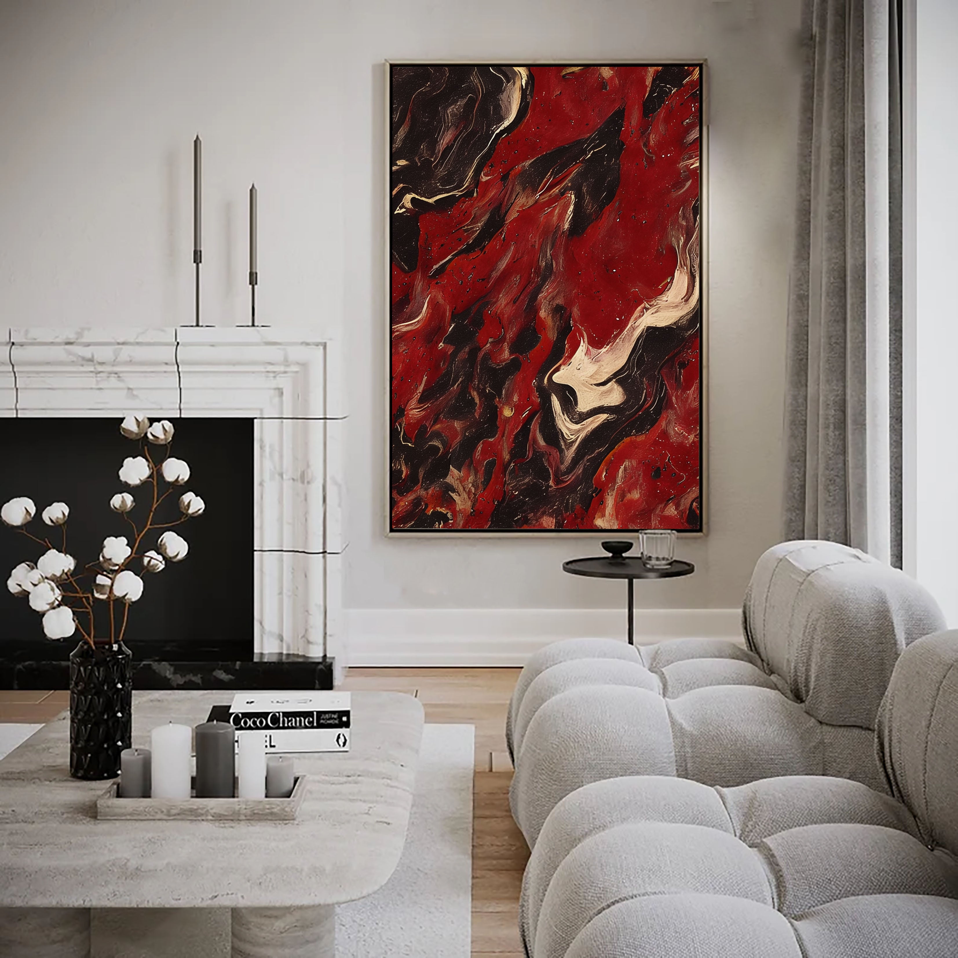 Textured Crimson Surge | Ebony Swirl