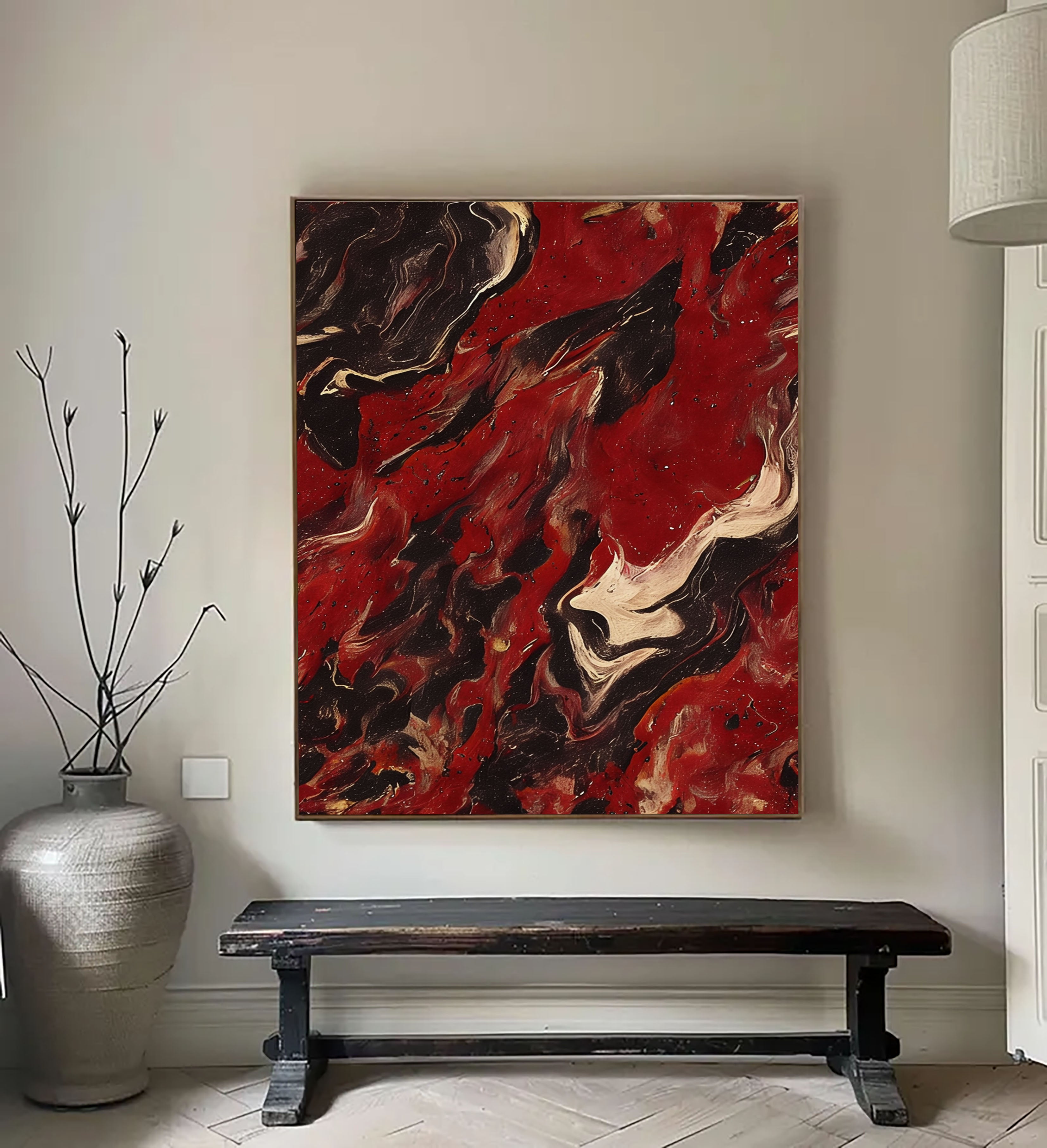 Textured Crimson Surge | Ebony Swirl