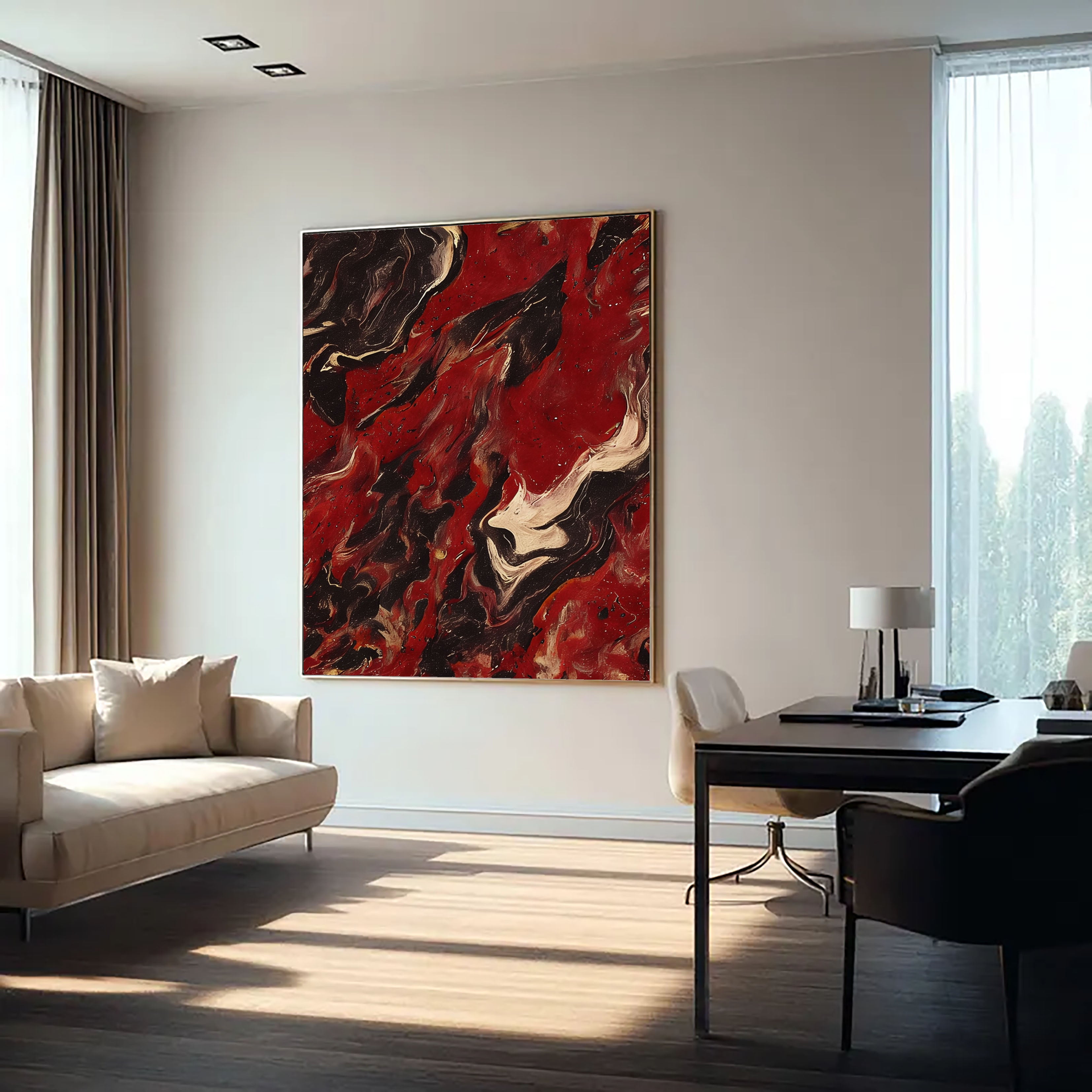 Textured Crimson Surge | Ebony Swirl