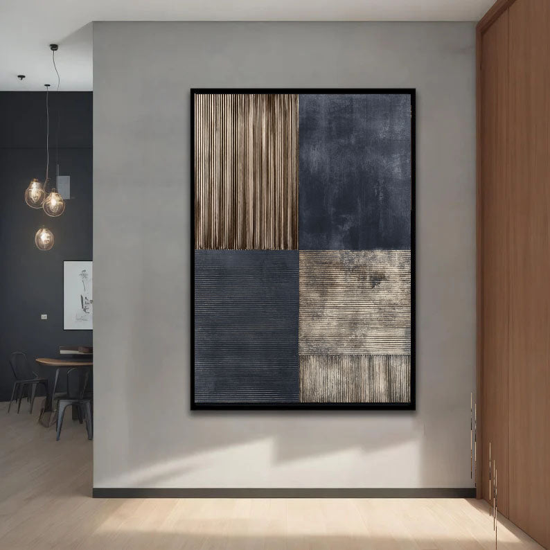 Textured Paneled Elegance | Navy Bronze